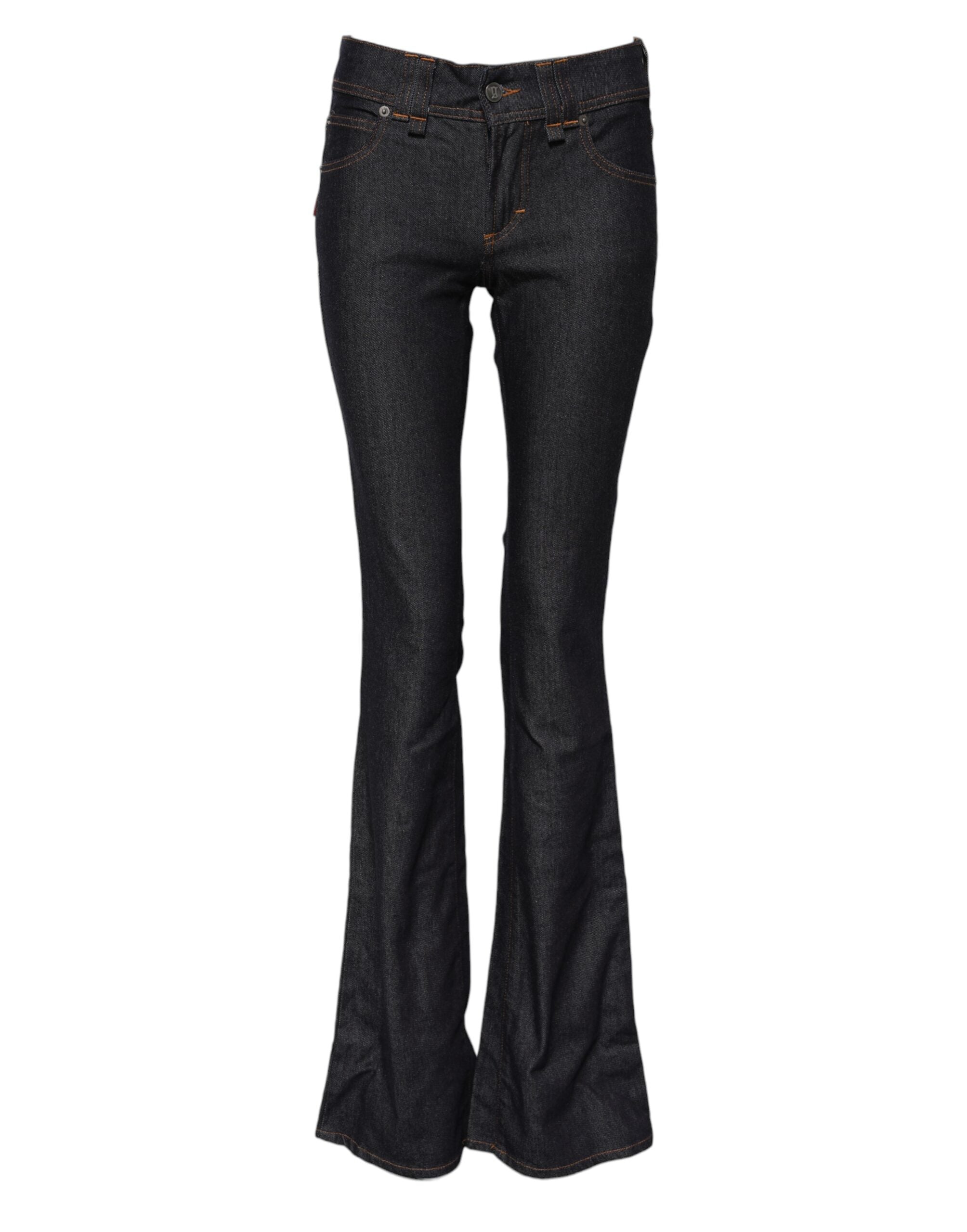 John Galliano Blue Mid Waist Cotton Wide Leg Denim Women's Jeans