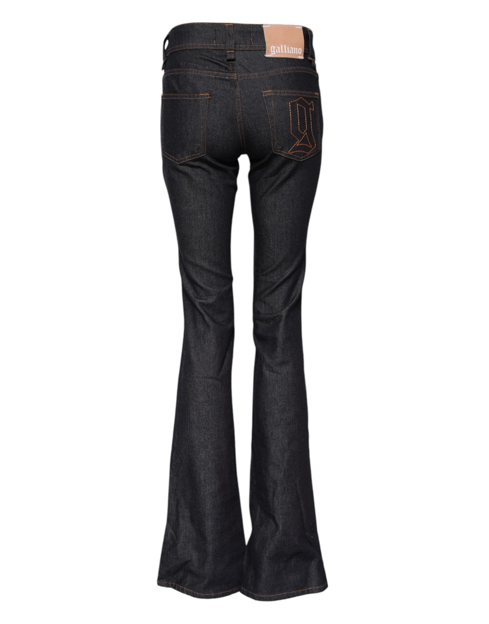 John Galliano Blue Mid Waist Cotton Wide Leg Denim Women's Jeans