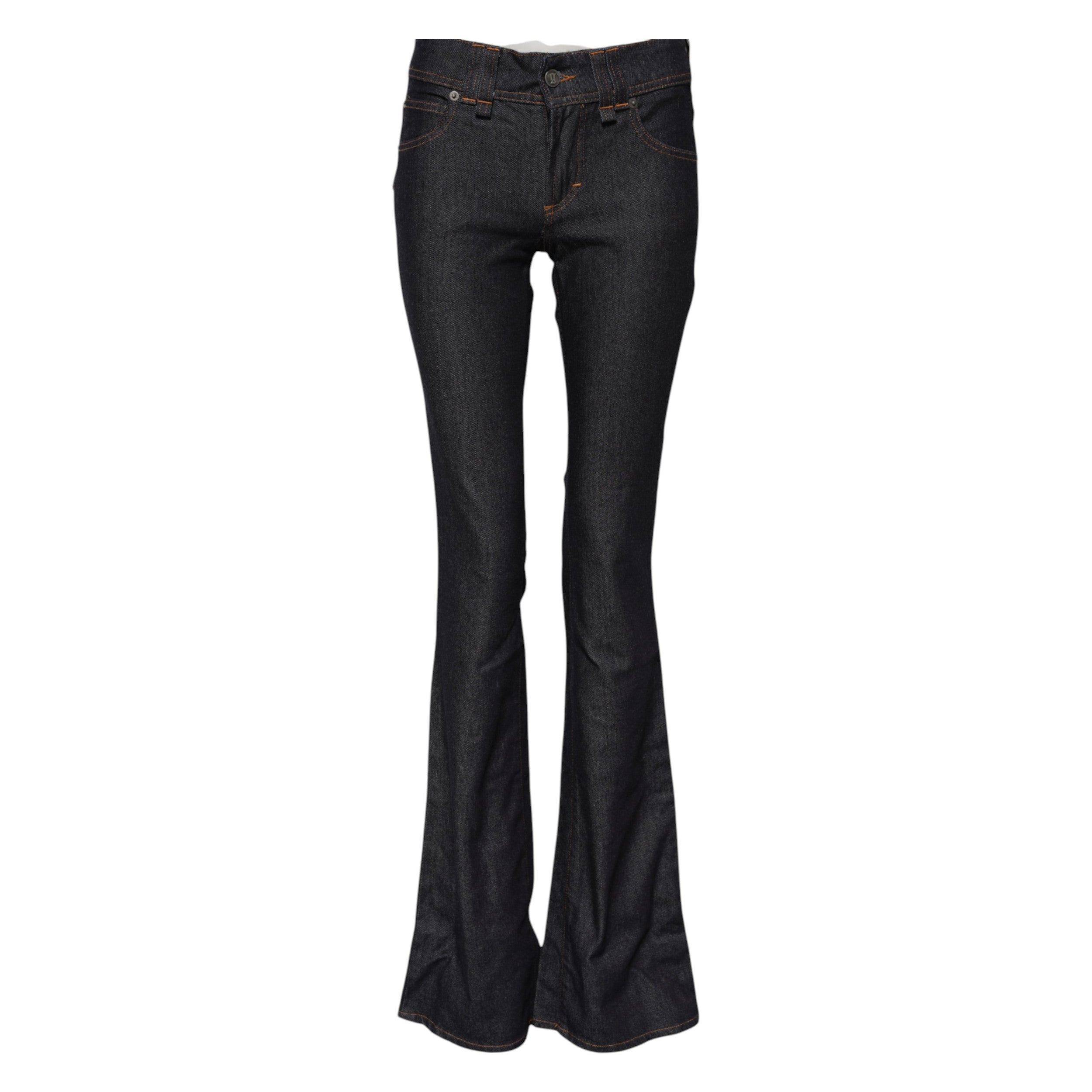 John Galliano Blue Mid Waist Cotton Wide Leg Denim Women's Jeans