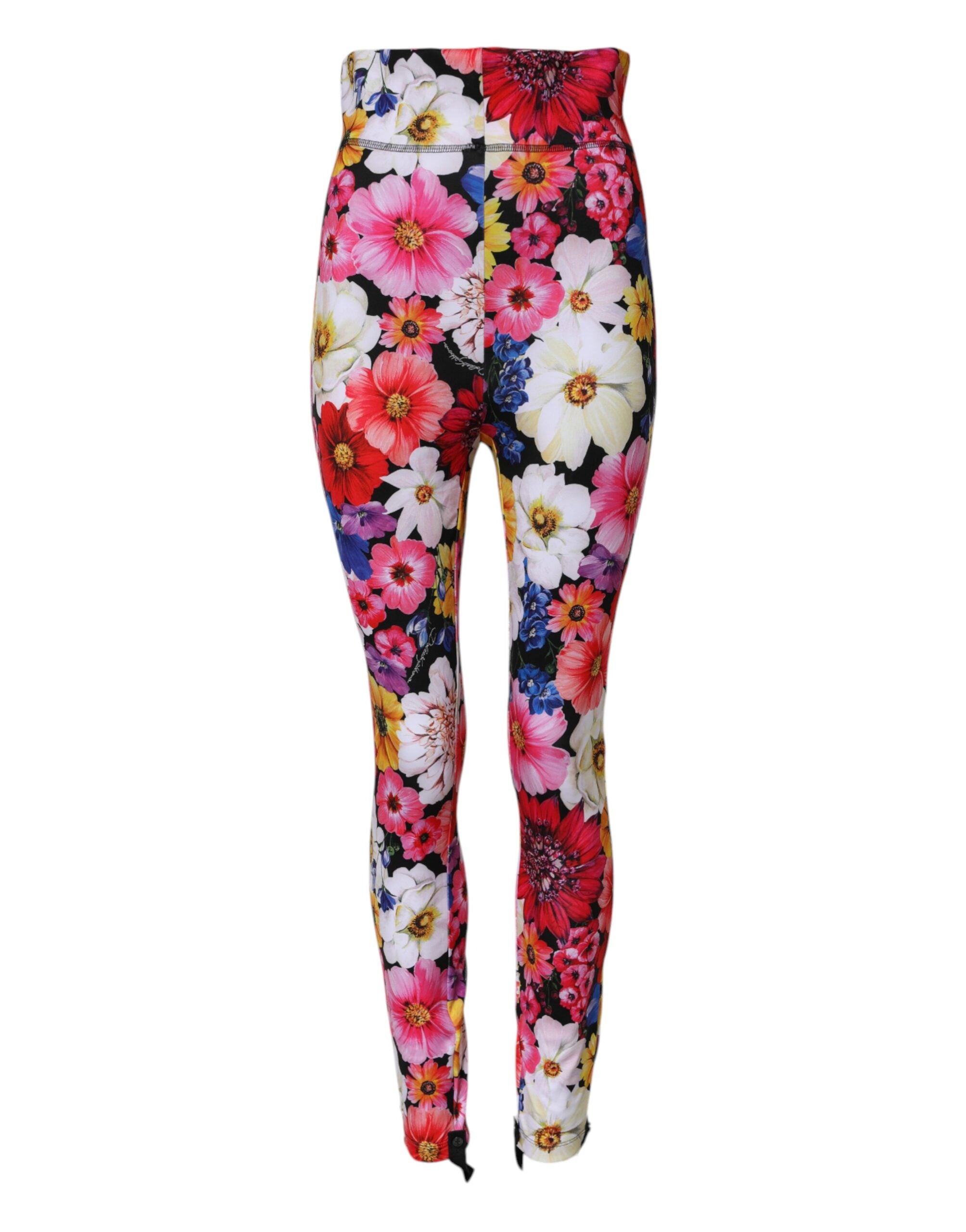 Dolce & Gabbana Multicolor Floral High Waist Leggings Women's Pants