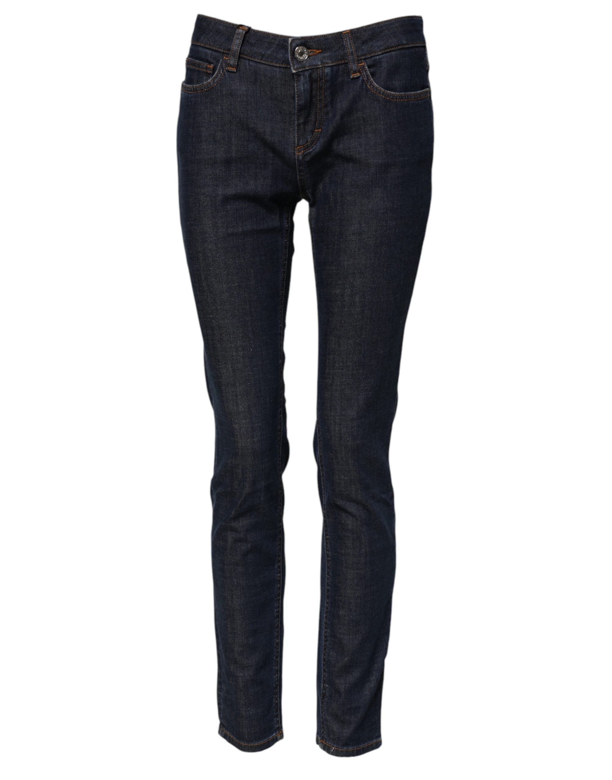 Dolce & Gabbana Blue Skinny Cotton Mid Waisted Denim Women's Jeans