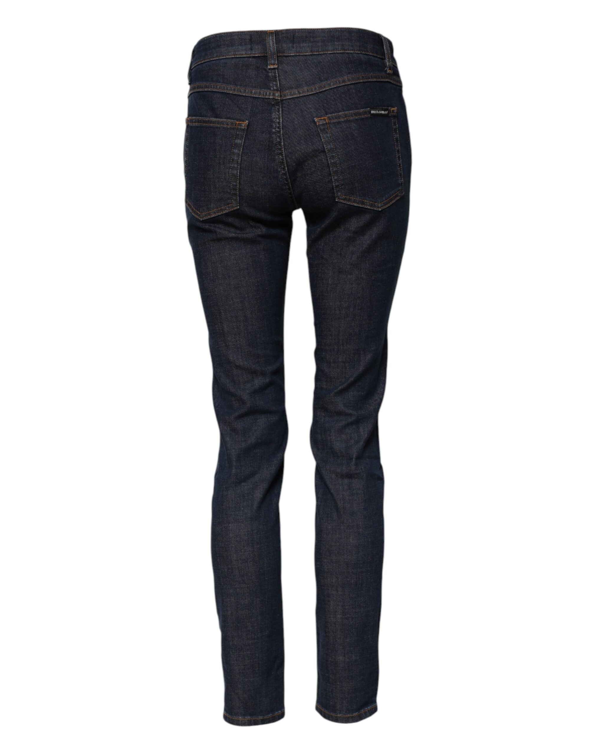 Dolce & Gabbana Blue Skinny Cotton Mid Waisted Denim Women's Jeans