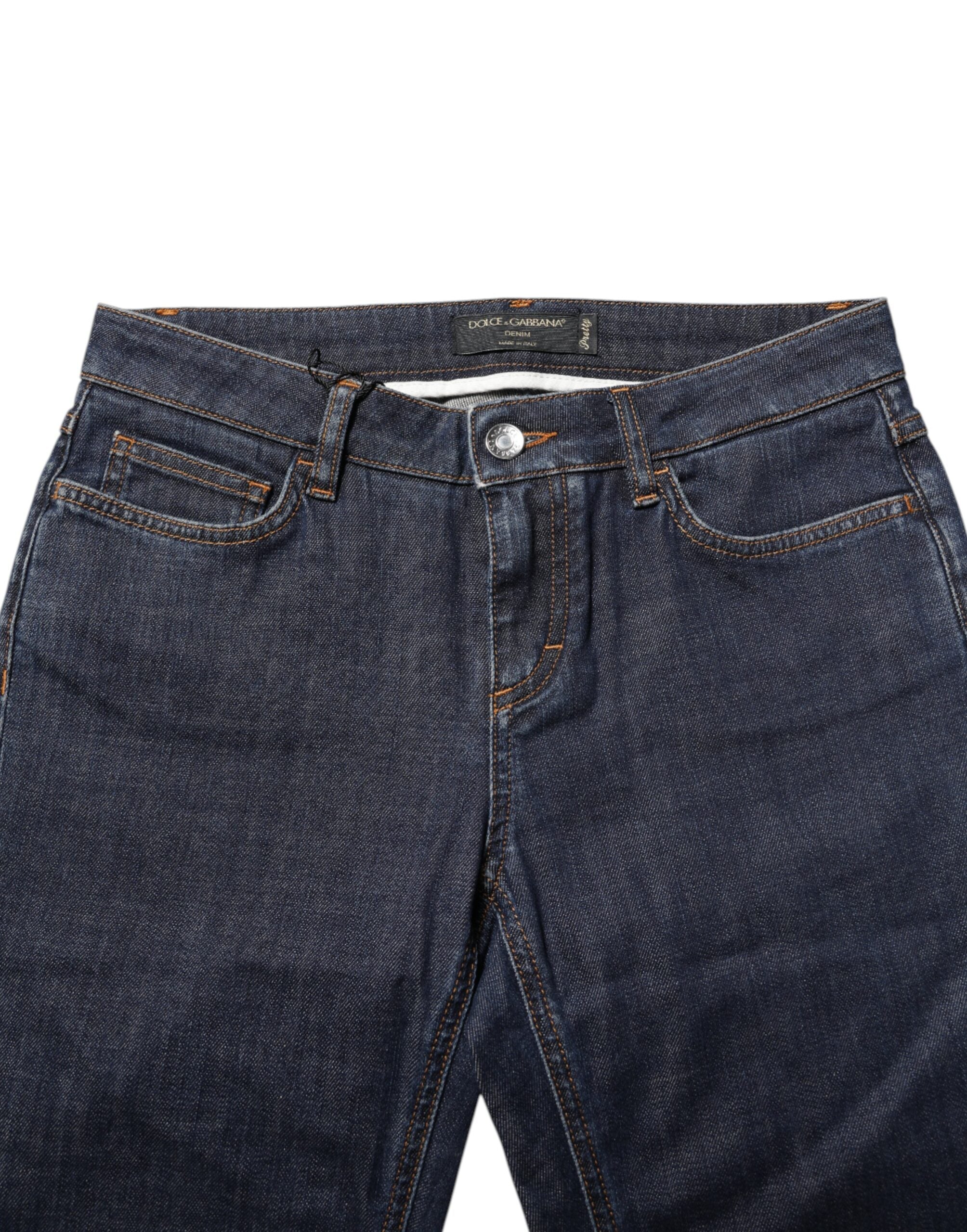 Dolce & Gabbana Blue Skinny Cotton Mid Waisted Denim Women's Jeans