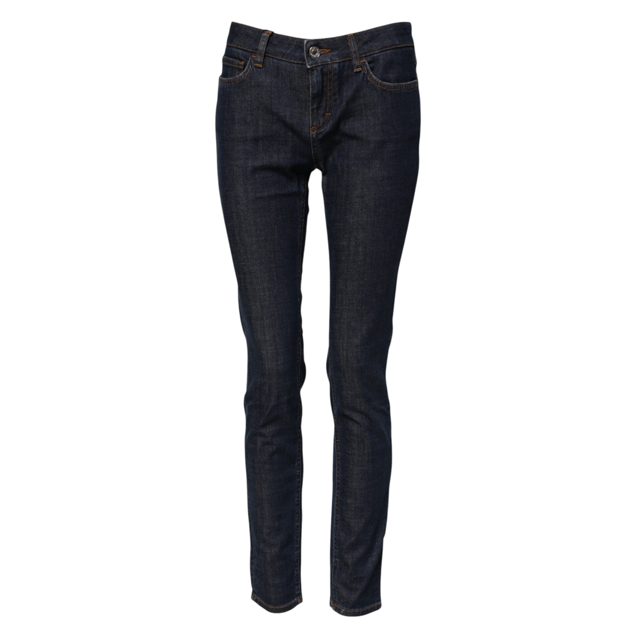 Dolce & Gabbana Blue Skinny Cotton Mid Waisted Denim Women's Jeans