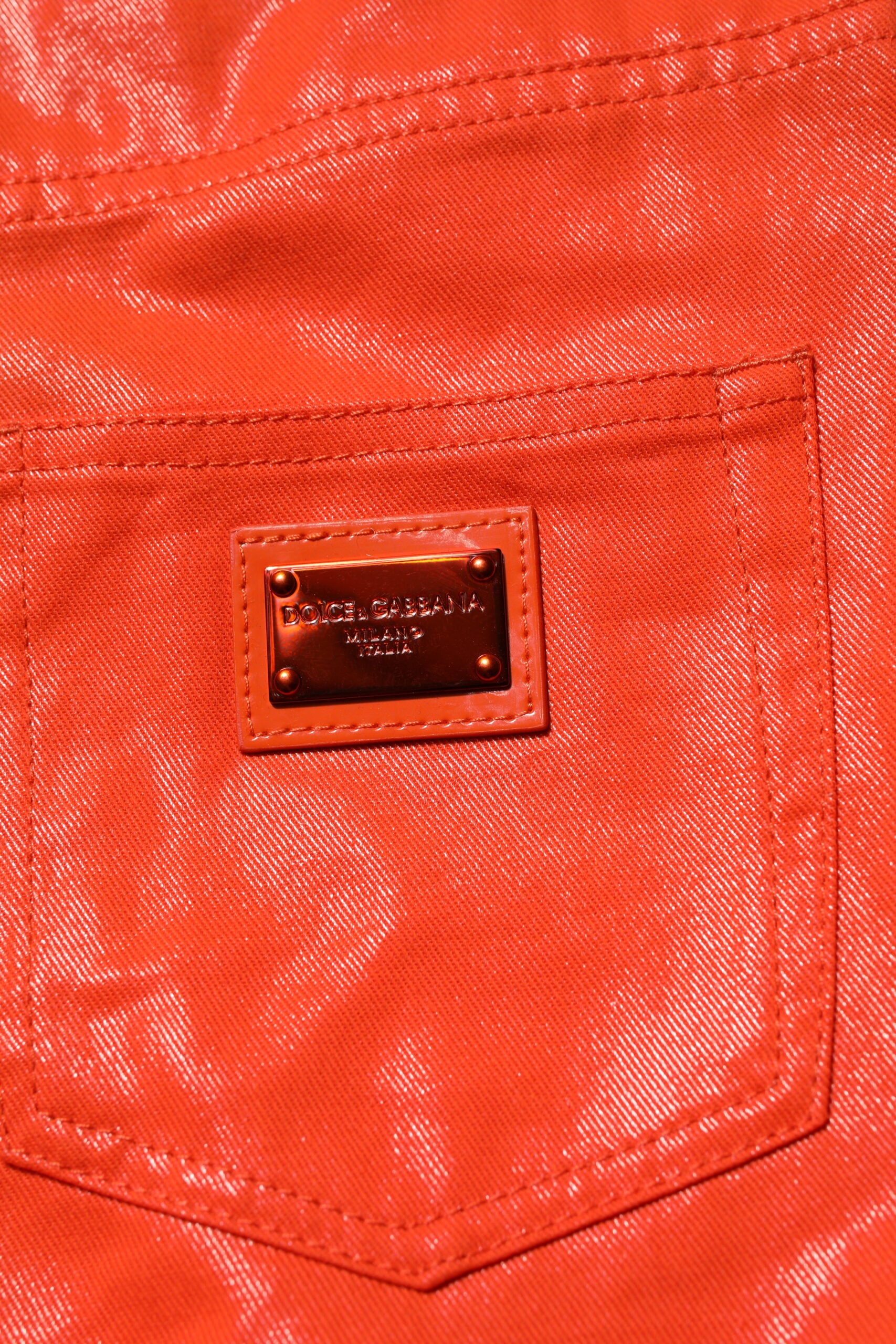 Dolce & Gabbana Orange Cotton High Waisted Denim Women's Jeans