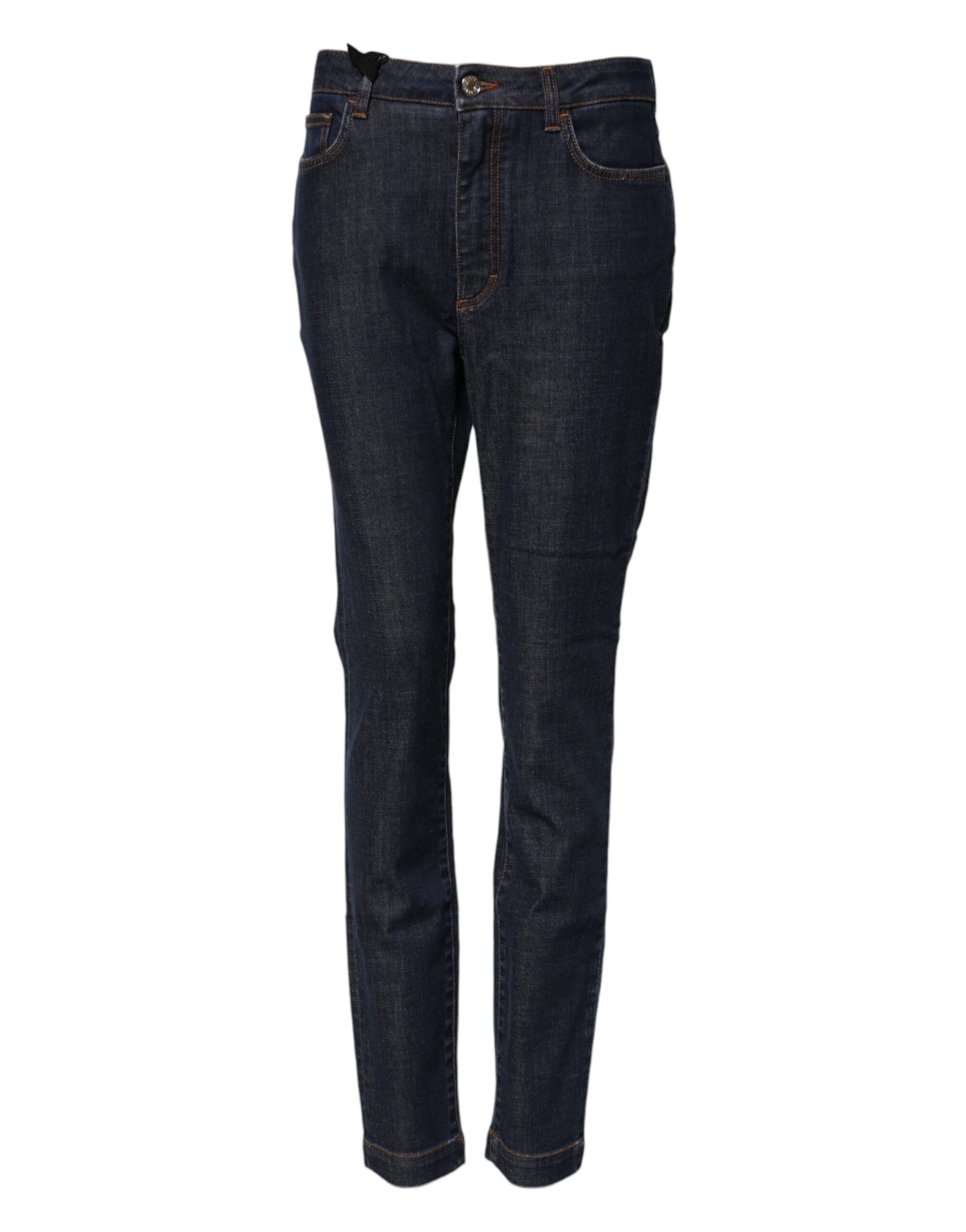 Dolce & Gabbana Blue Queen Patch AUDREY Mid Waist Denim Women's Jeans
