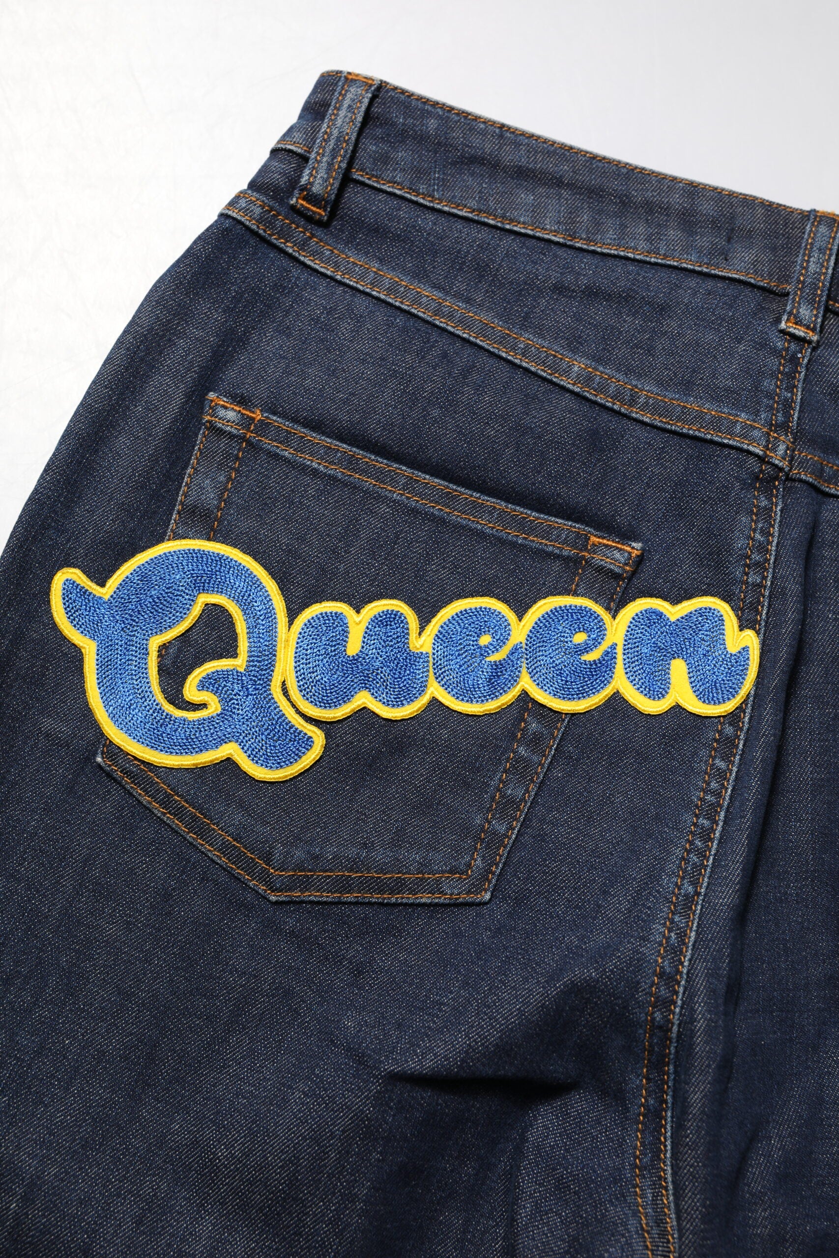 Dolce & Gabbana Blue Queen Patch AUDREY Mid Waist Denim Women's Jeans