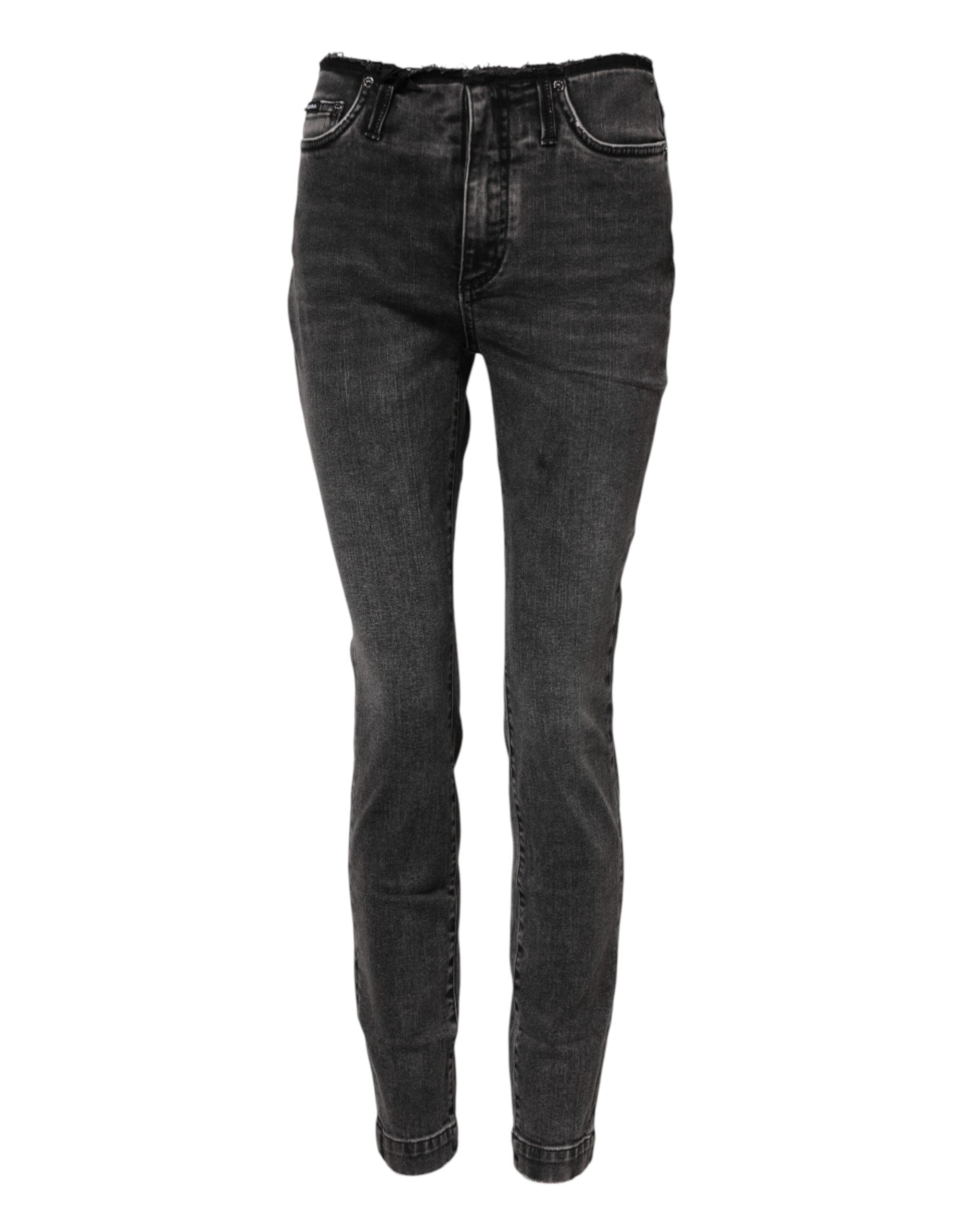 Dolce & Gabbana Gray Skinny Cotton Mid Waisted Denim Women's Jeans
