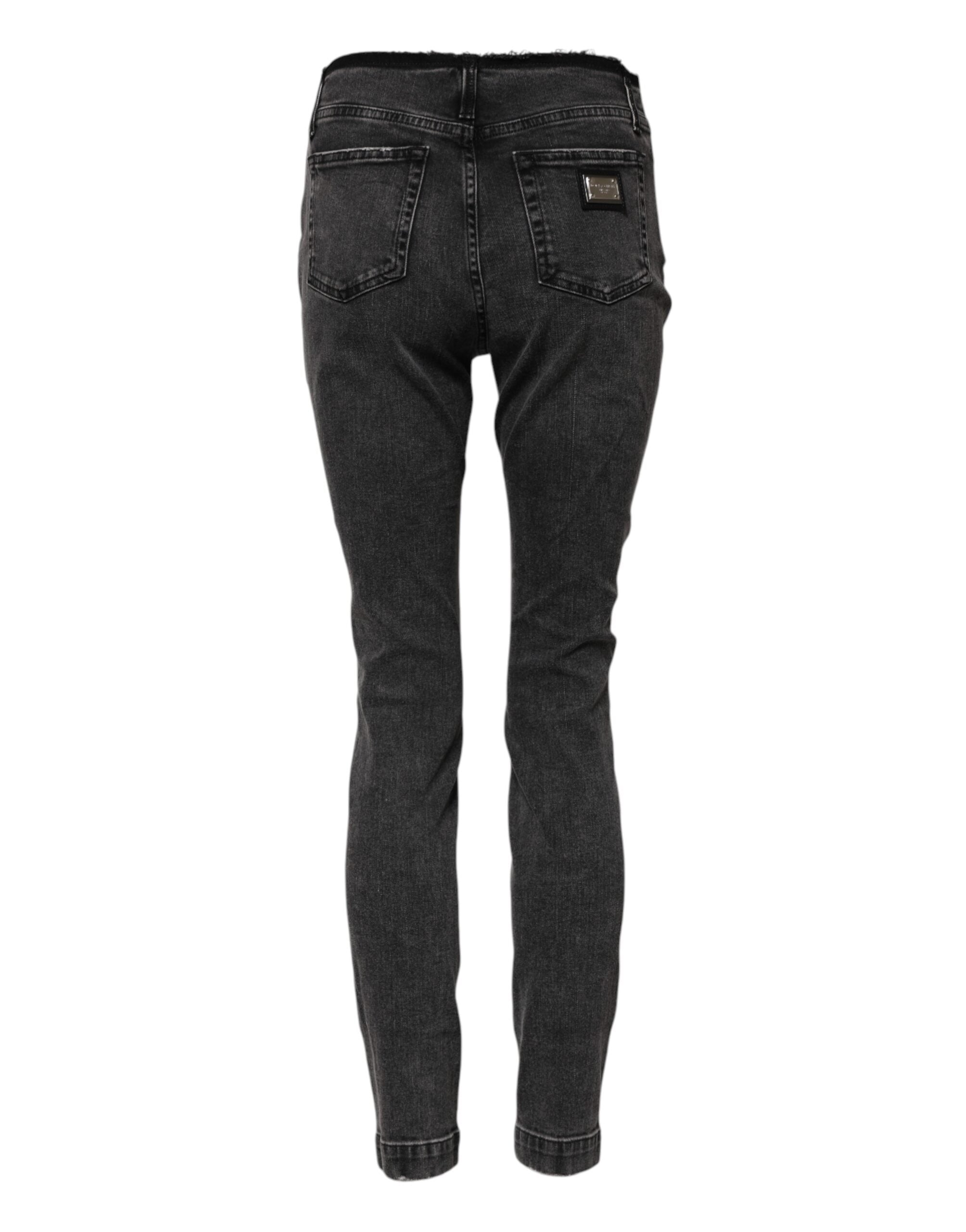 Dolce & Gabbana Gray Skinny Cotton Mid Waisted Denim Women's Jeans