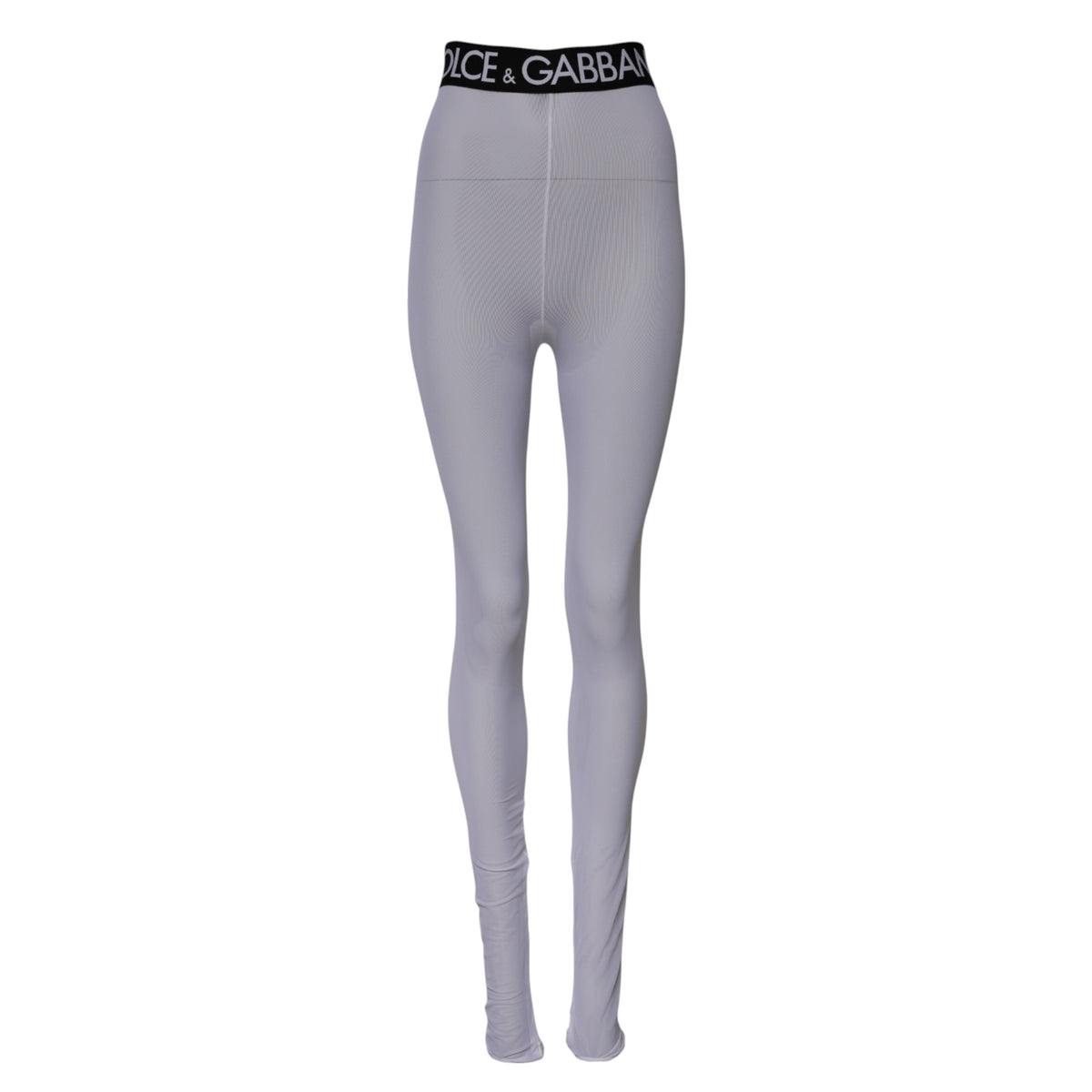 Dolce & Gabbana Gray Nylon DG Logo Mid Waisted Leggings Women's Pants