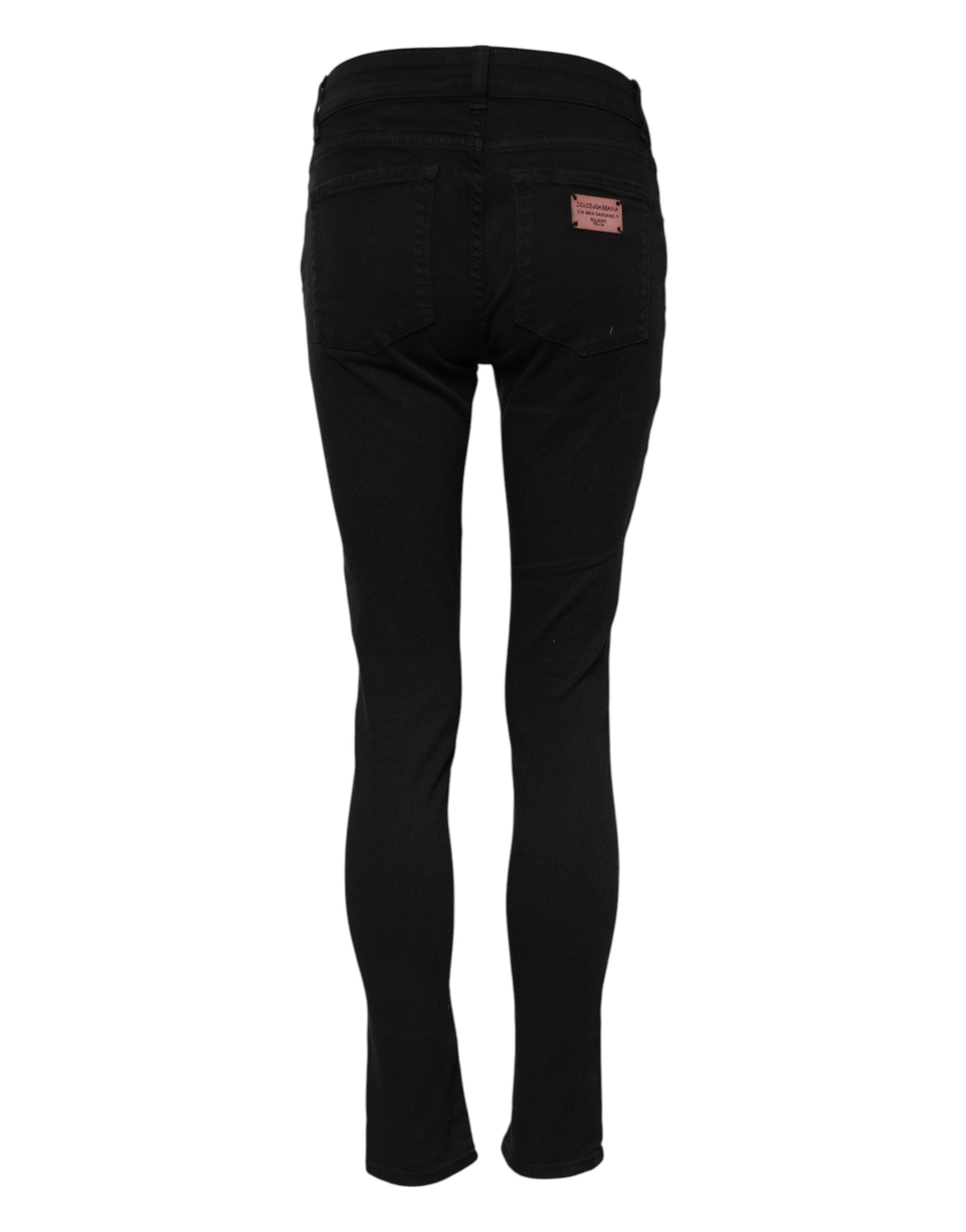 Dolce & Gabbana Black Cotton Skinny Mid Waisted Denim Women's Jeans