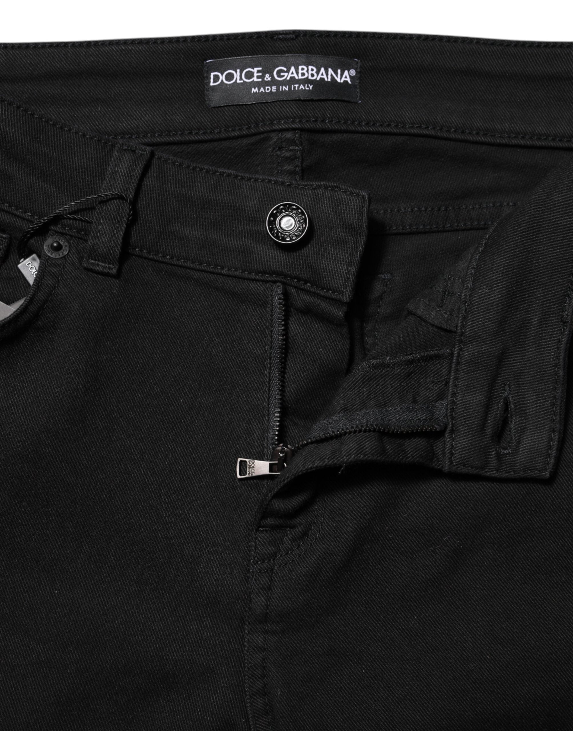 Dolce & Gabbana Black Cotton Skinny Mid Waisted Denim Women's Jeans
