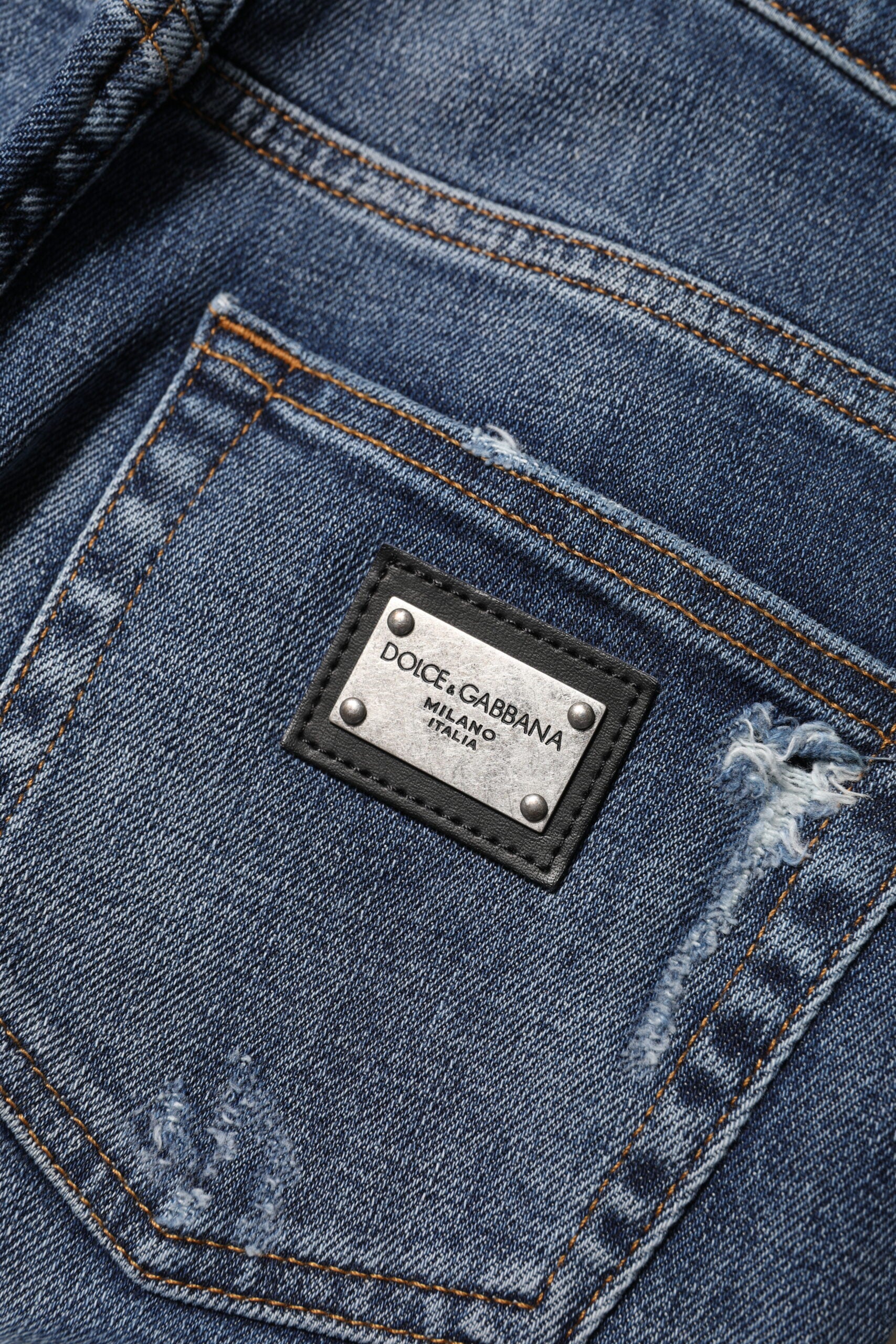 Dolce & Gabbana Blue Washed Cotton High Waisted Denim Women's Jeans