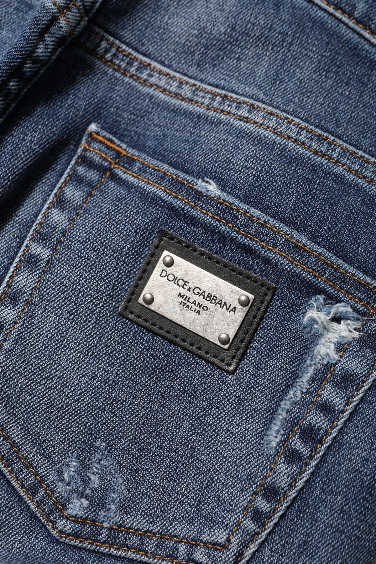 Dolce & Gabbana Blue Washed Cotton High Waisted Denim Women's Jeans