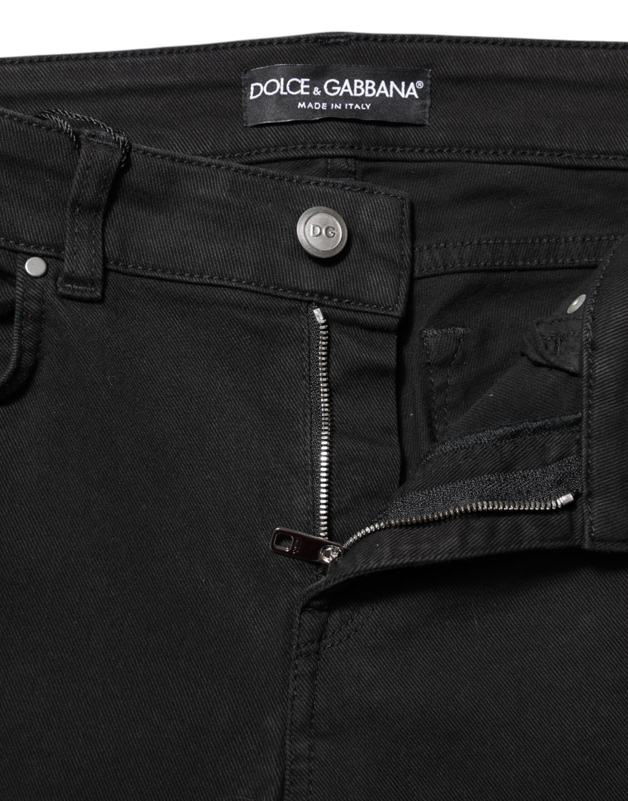Dolce & Gabbana Black Cotton Skinny Mid Waisted Denim Women's Jeans (Pre-Owned)