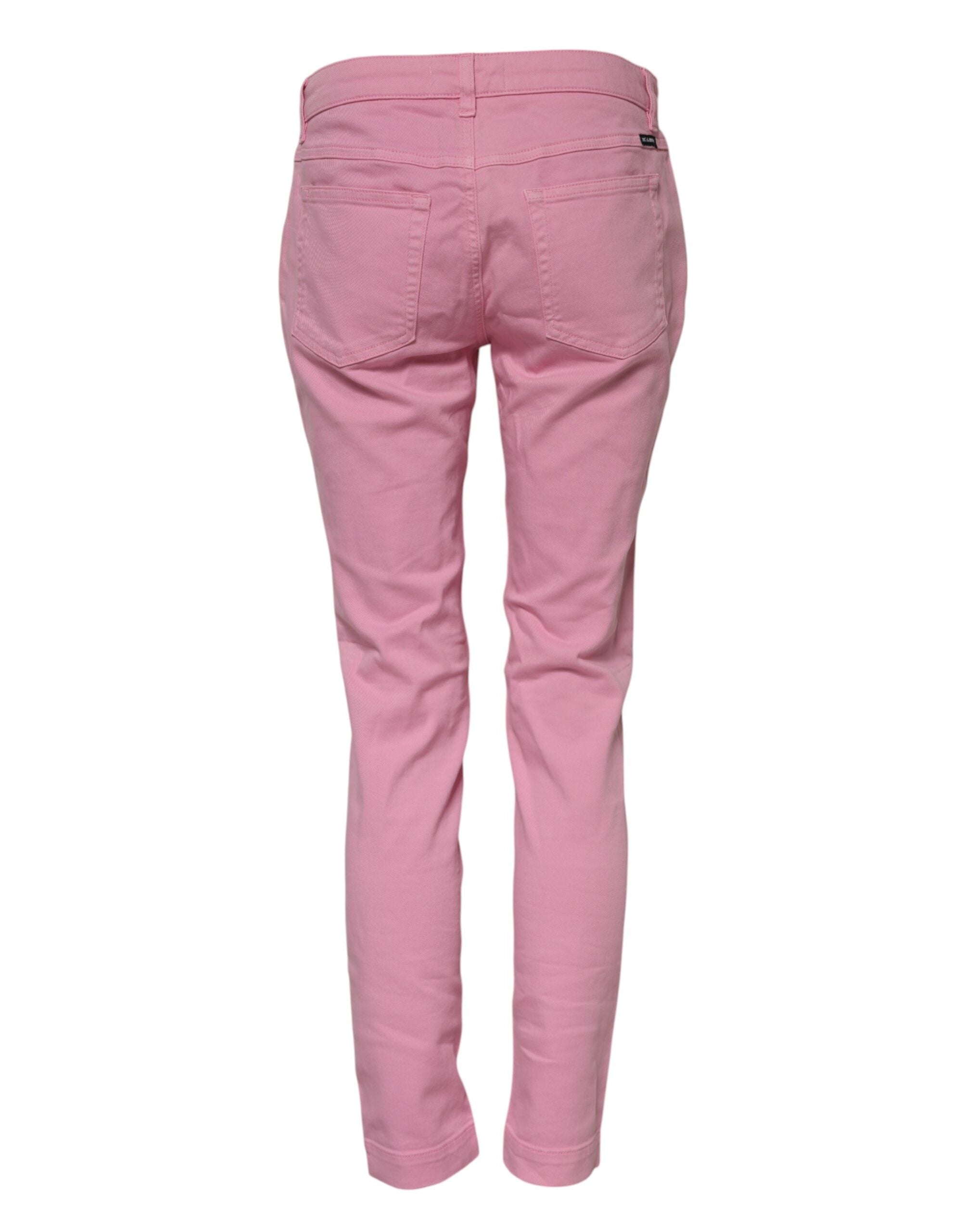 Dolce & Gabbana Pink Cotton PRETTY Skinny Denim Women's Jeans (Pre-Owned)