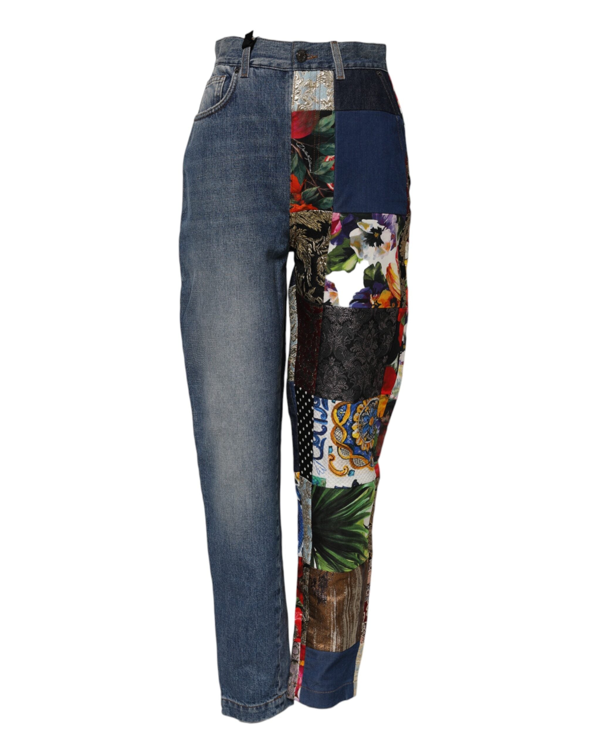 Dolce & Gabbana Blue AMBER Patchwork High Waist Denim Women's Jeans