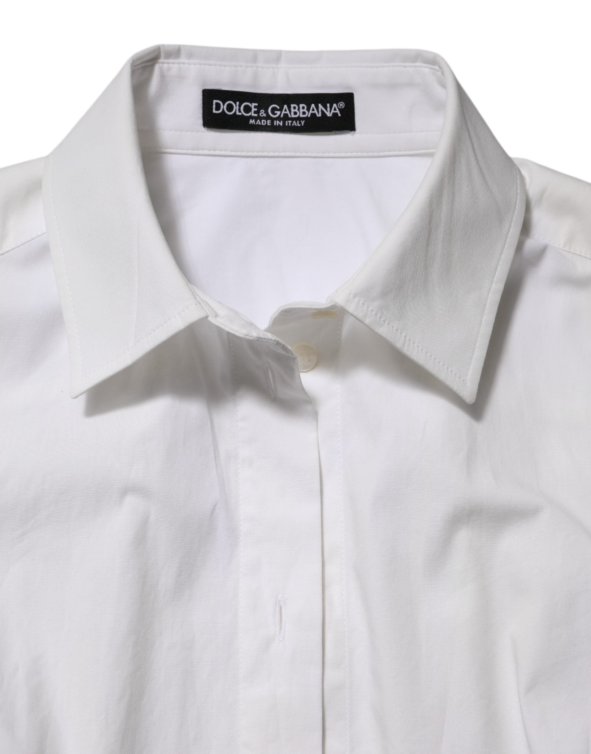 Dolce & Gabbana White Cotton Collared Long Sleeves Top Women's Shirt (Pre-Owned)