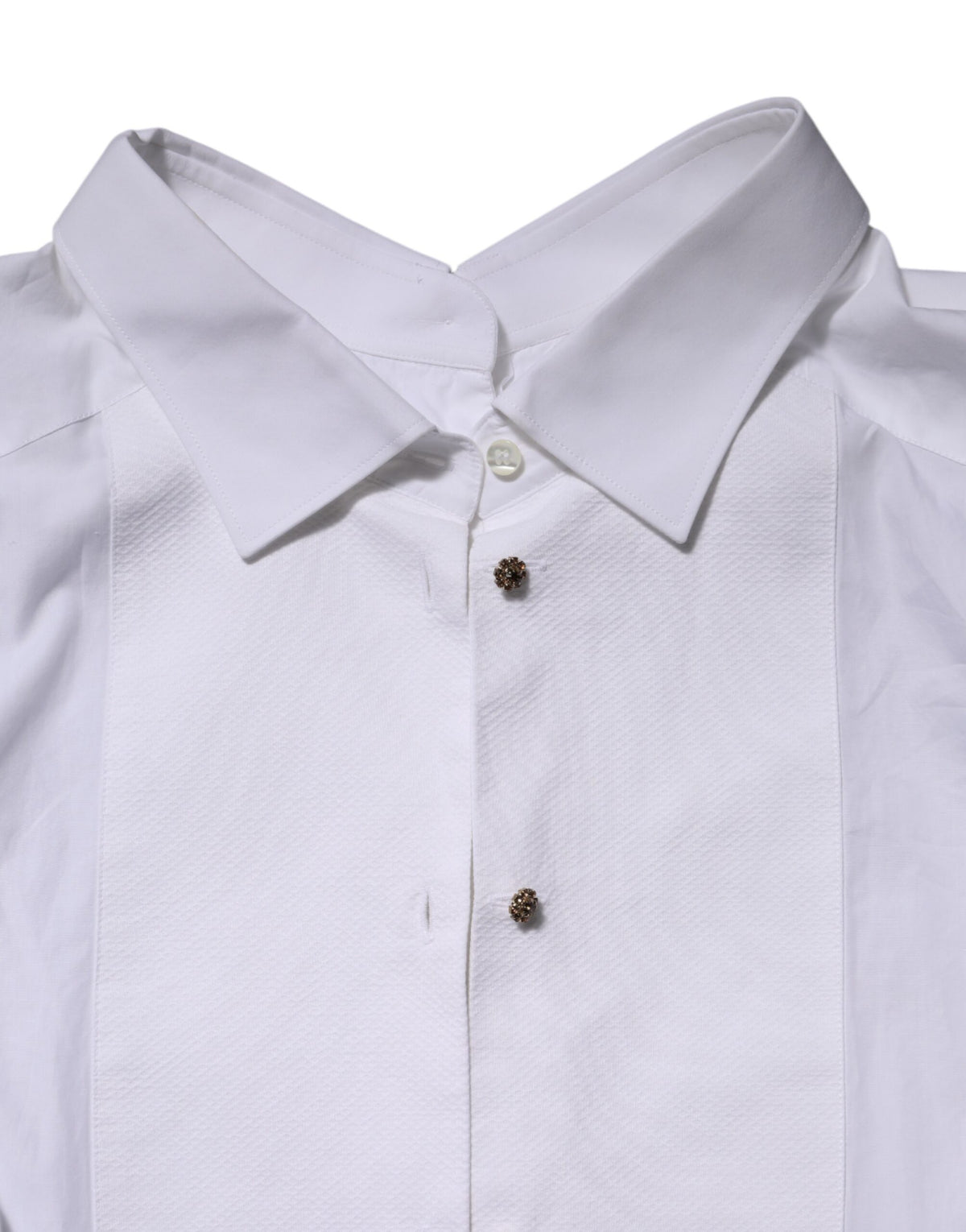 Dolce & Gabbana White Cotton Long Sleeves Formal Top Women's Shirt (Pre-Owned)