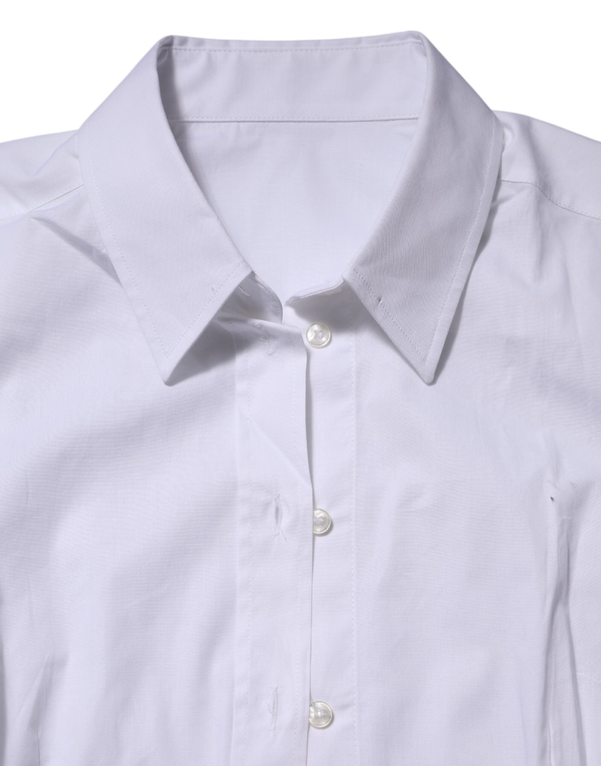 Dolce & Gabbana White Cotton Collared Long Sleeves Top Women's Shirt (Pre-Owned)