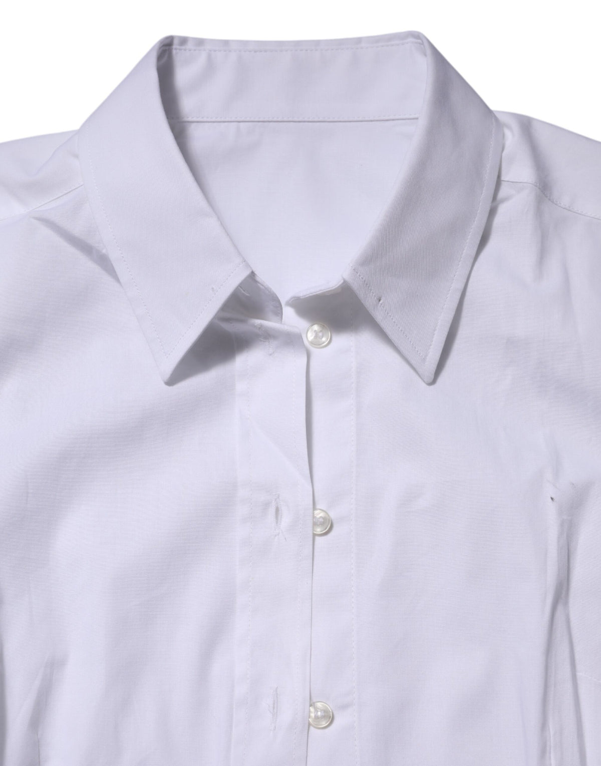 Dolce & Gabbana White Cotton Collared Long Sleeves Top Women's Shirt (Pre-Owned)