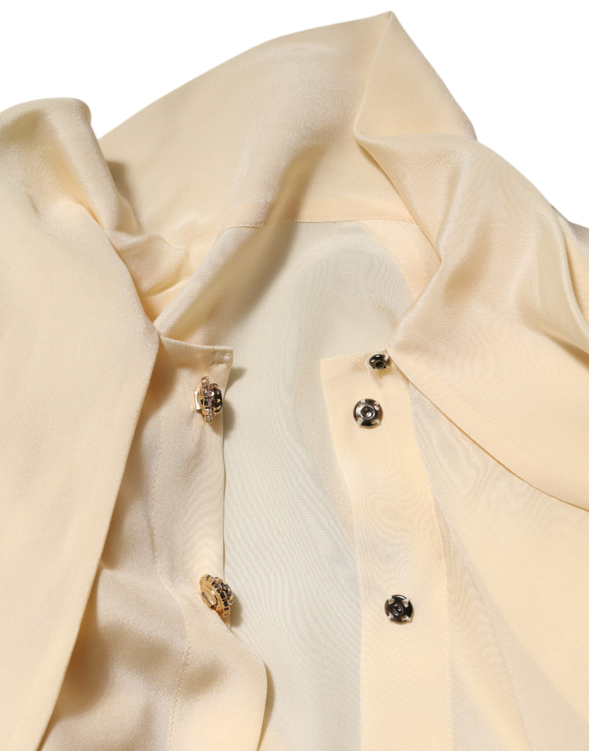 Dolce & Gabbana Light Yellow Ascot Collar Buttoned Blouse Women's Top (Pre-Owned)