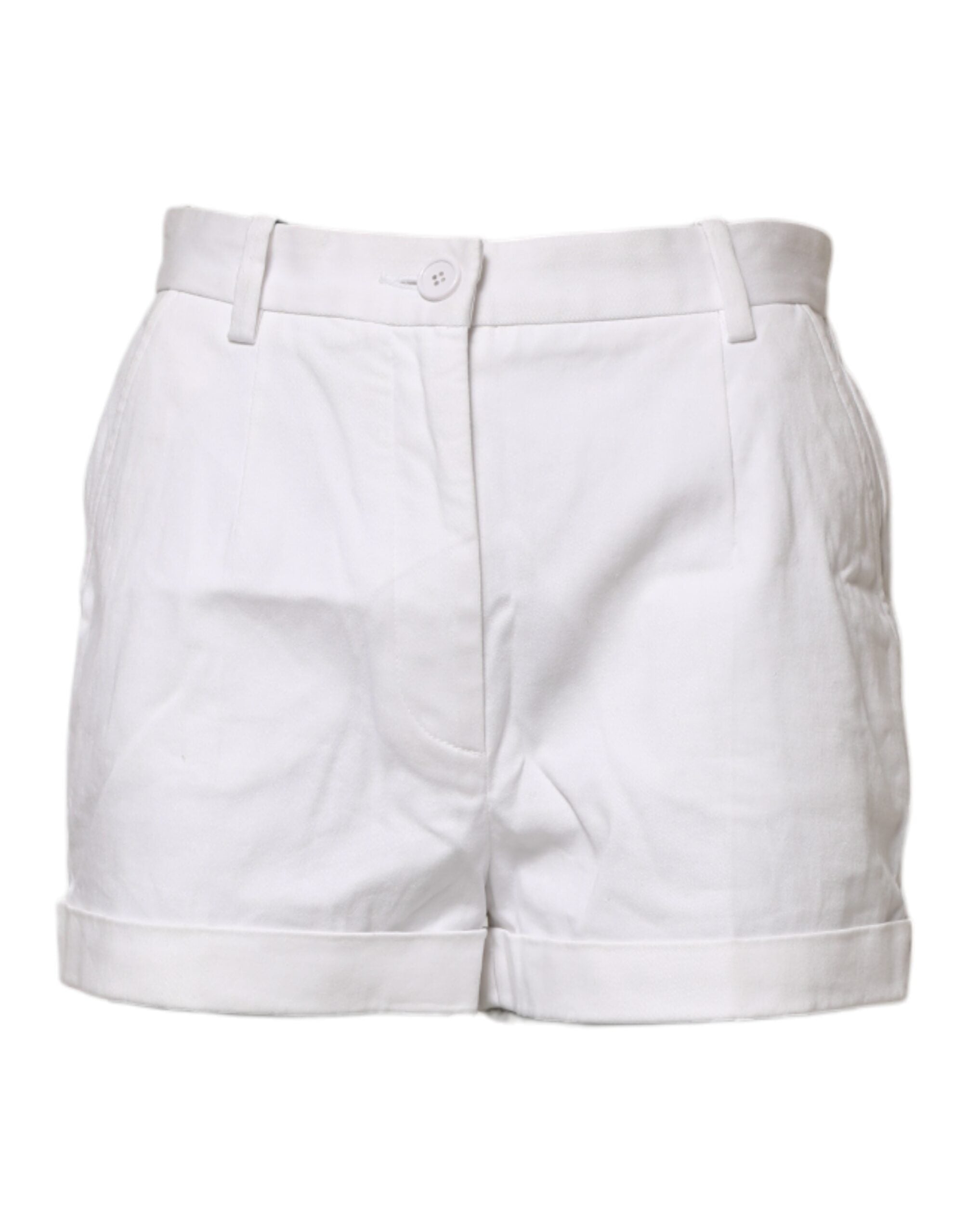 Dolce & Gabbana White Cotton Mid Waist Women Bermuda Women's Shorts (Pre-Owned)