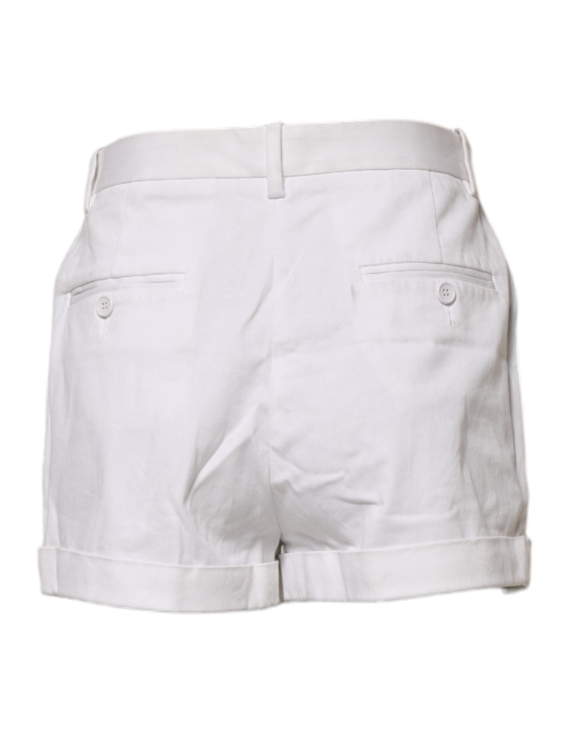 Dolce & Gabbana White Cotton Mid Waist Women Bermuda Women's Shorts (Pre-Owned)