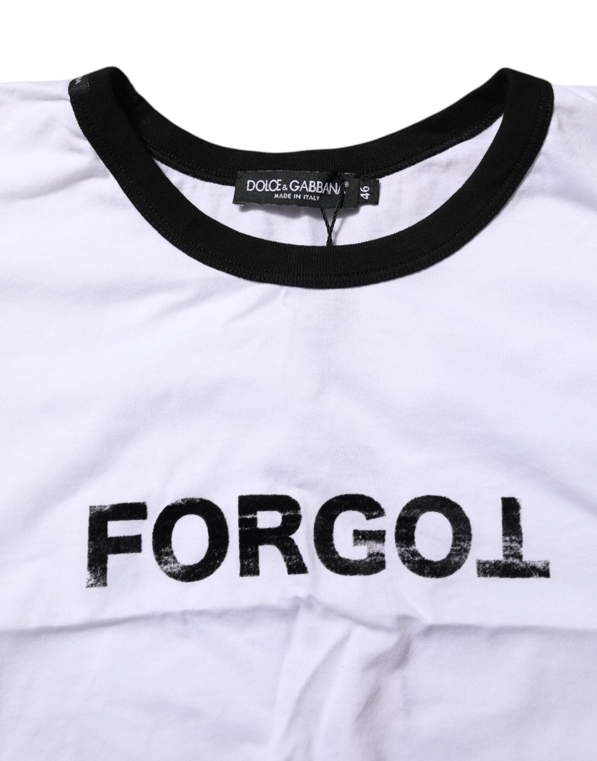 Dolce & Gabbana White Graphic Print Crew Neck Cropped Women's T-shirt