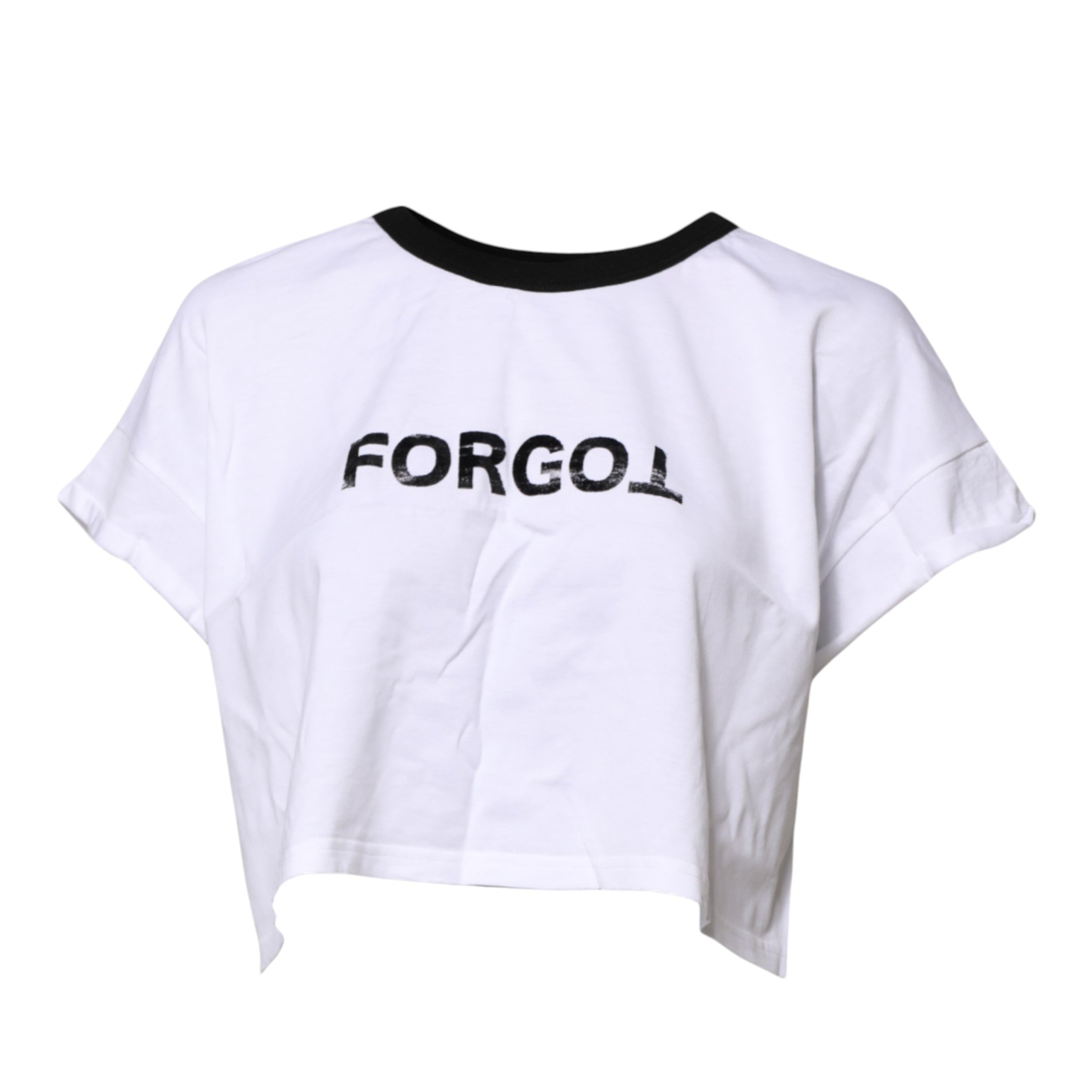 Dolce & Gabbana White Graphic Print Crew Neck Cropped Women's T-shirt