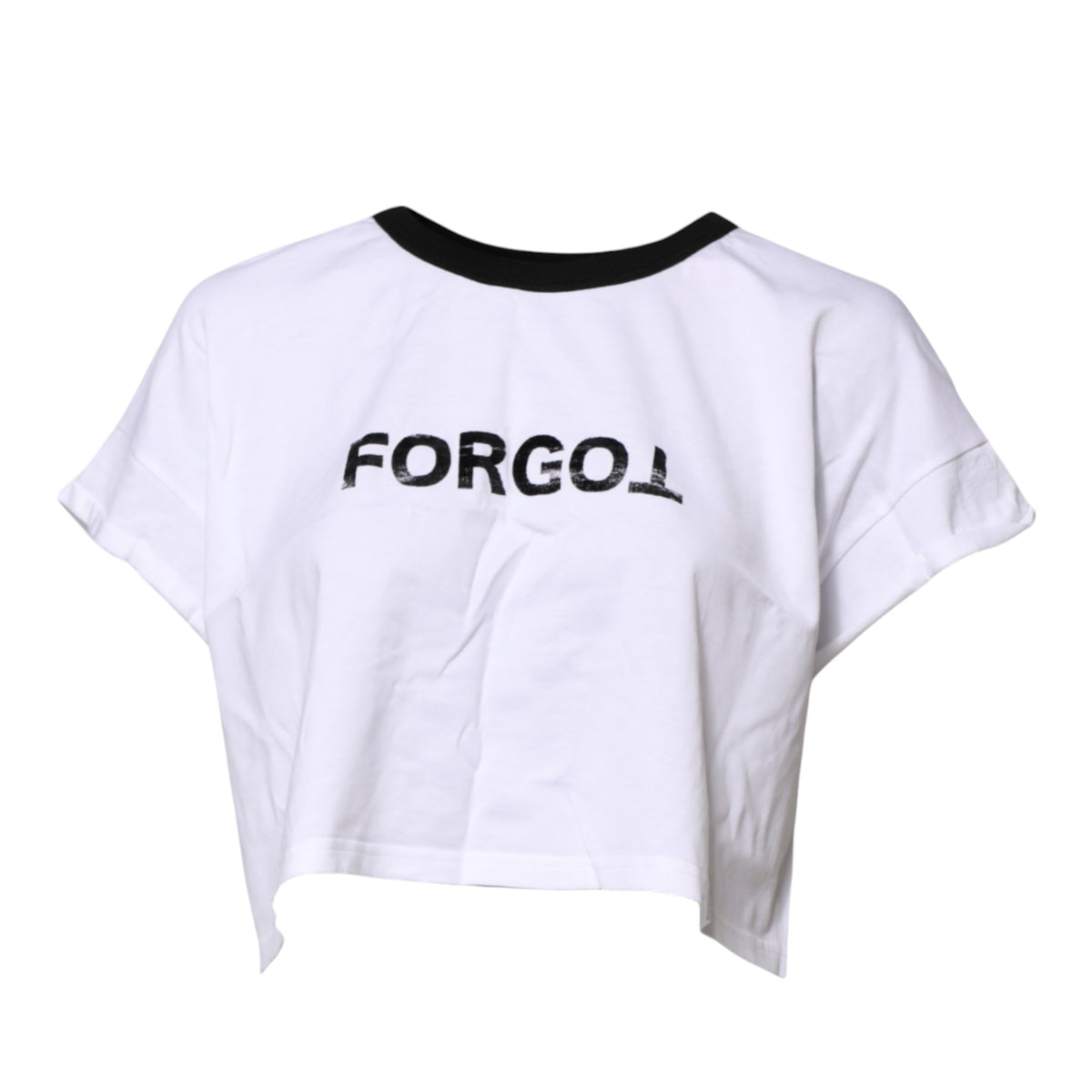 Dolce & Gabbana White Graphic Print Crew Neck Cropped Women's T-shirt