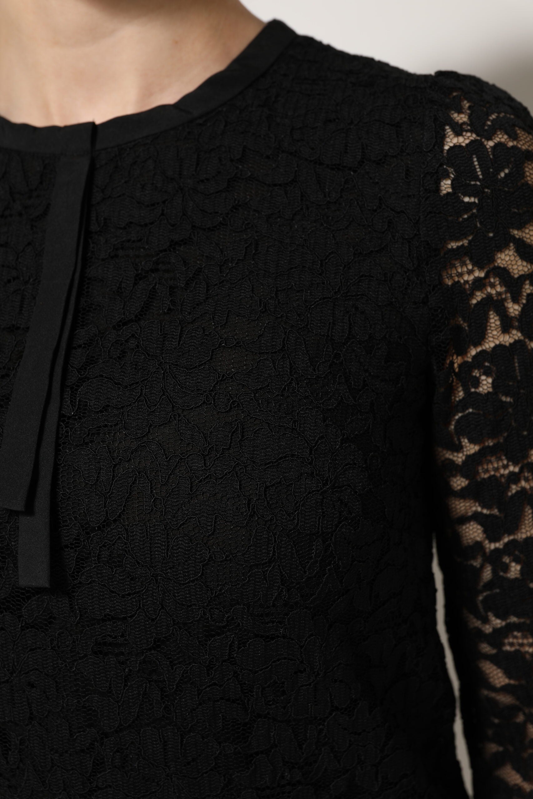 Dolce & Gabbana Black Nylon Lace Long Sleeve Blouse Women's Top