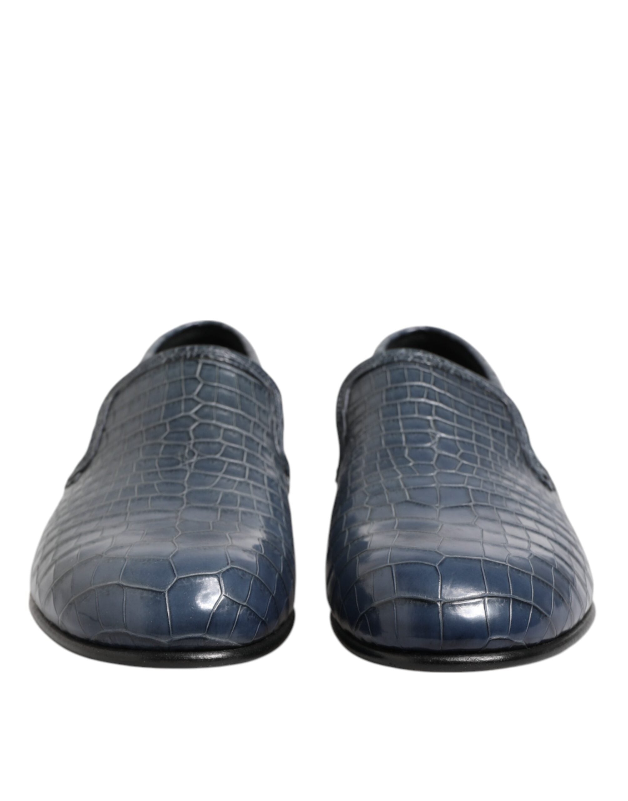 Dolce & Gabbana Blue Exotic Leather Slip On Loafers Men Dress Men's Shoes