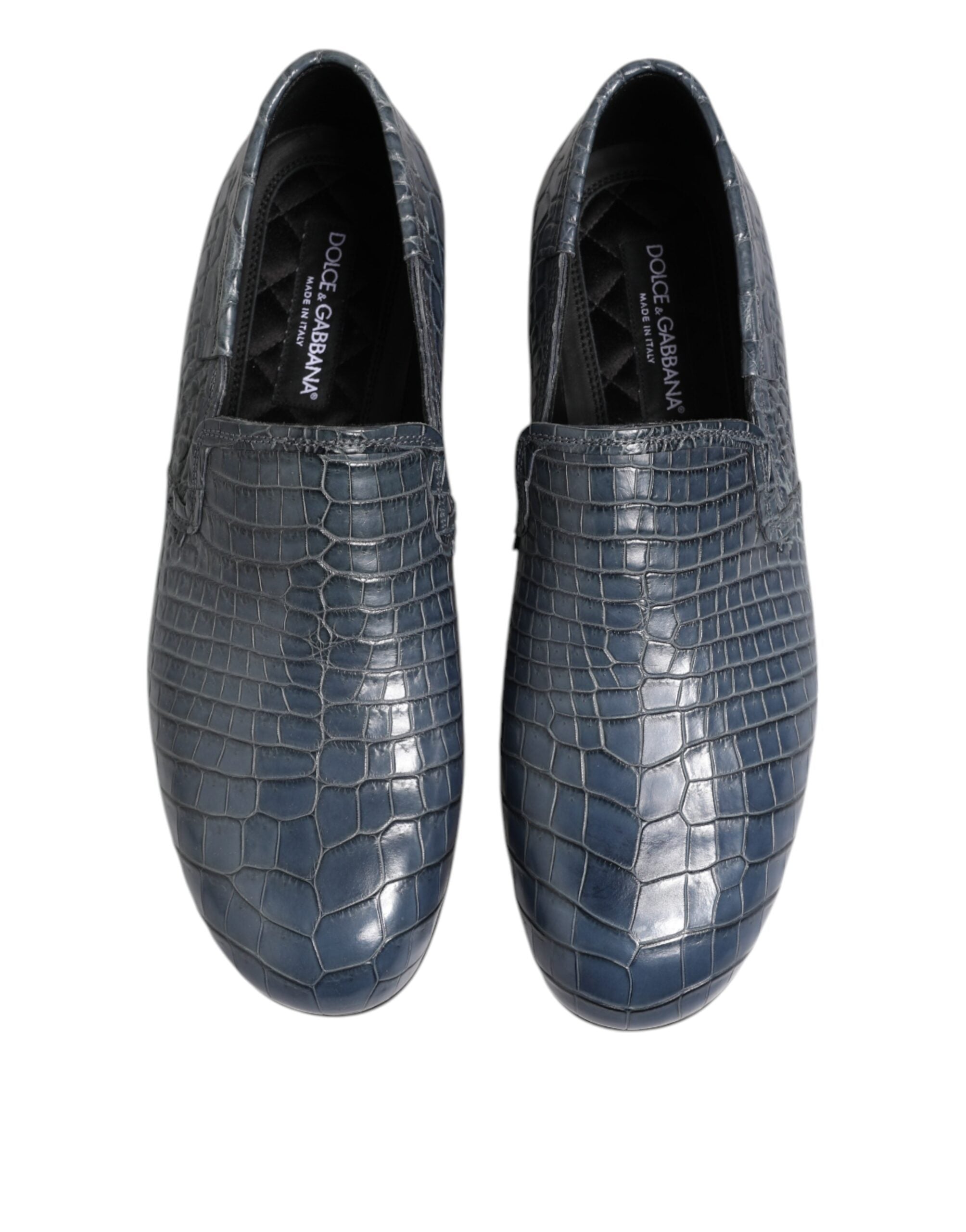 Dolce & Gabbana Blue Exotic Leather Slip On Loafers Men Dress Men's Shoes