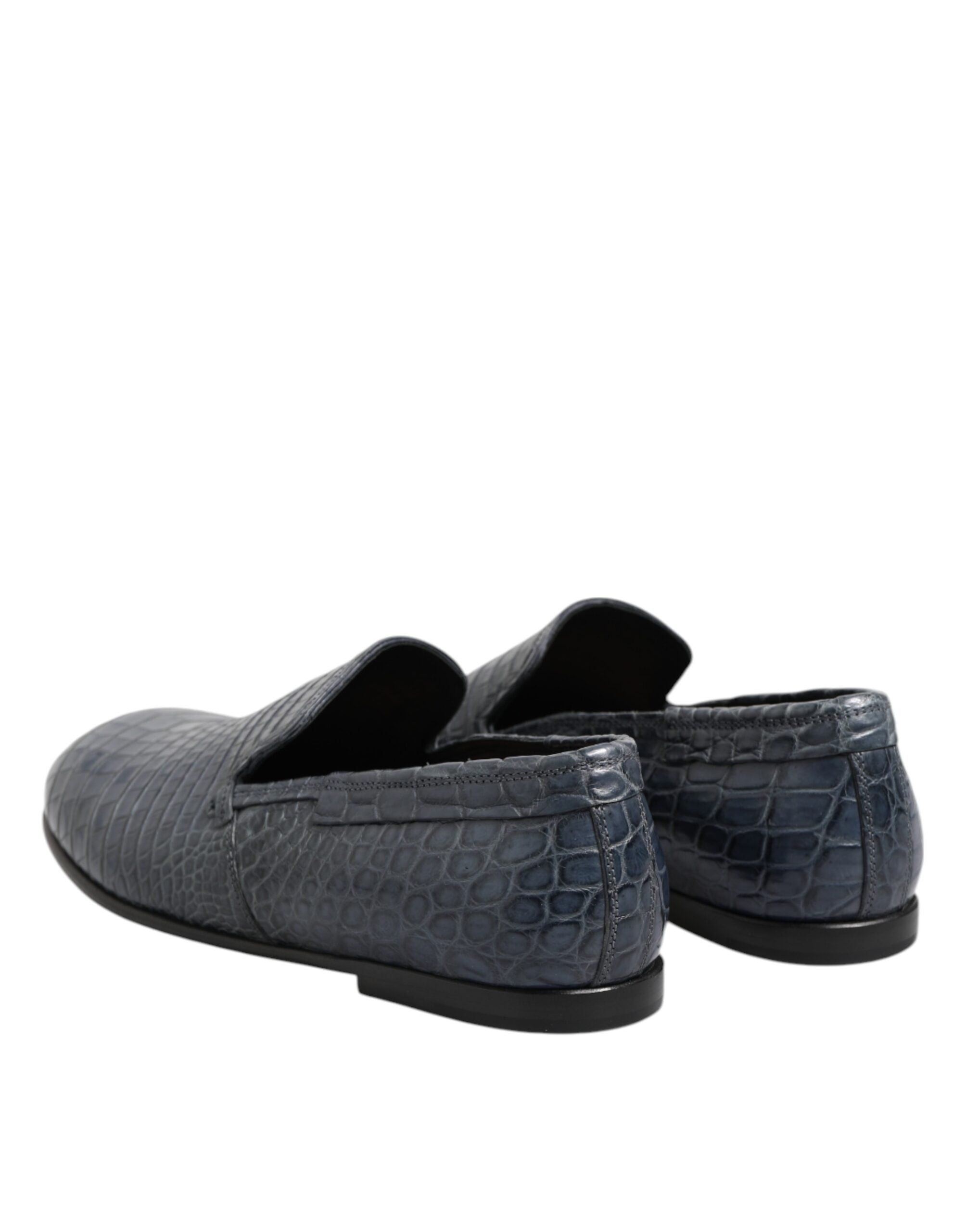 Dolce & Gabbana Blue Exotic Leather Slip On Loafers Men Dress Men's Shoes