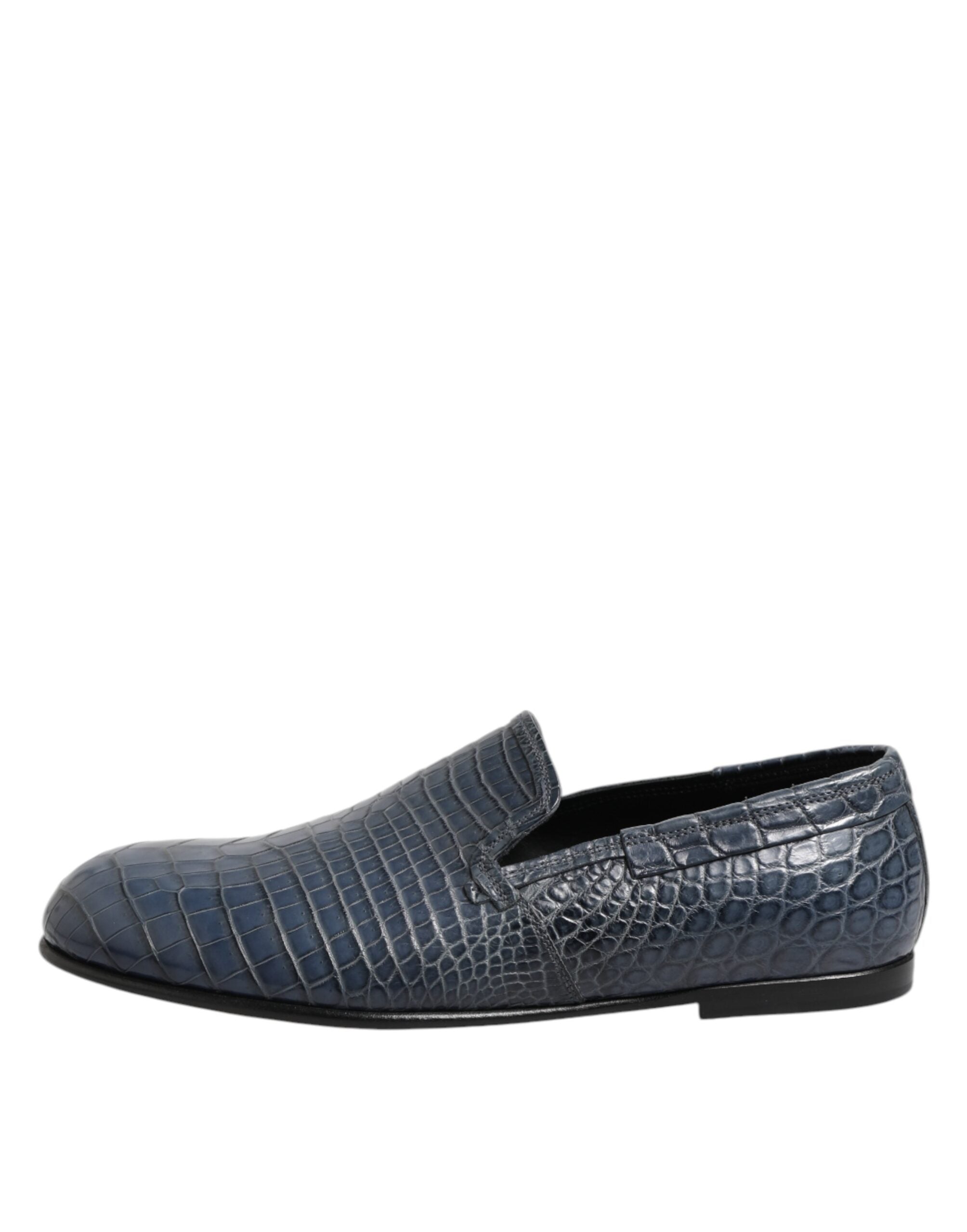 Dolce & Gabbana Blue Exotic Leather Slip On Loafers Men Dress Men's Shoes