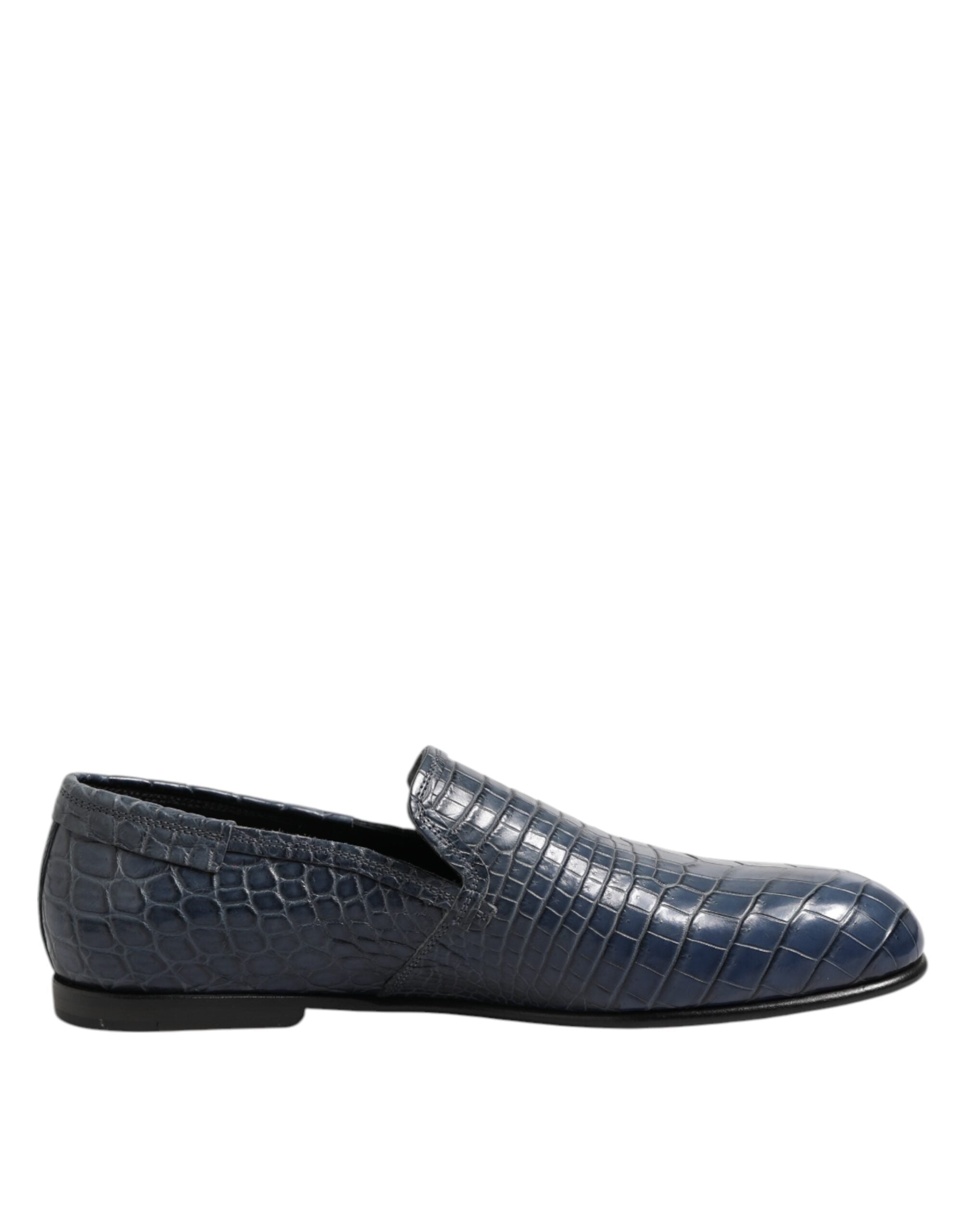 Dolce & Gabbana Blue Exotic Leather Slip On Loafers Men Dress Men's Shoes