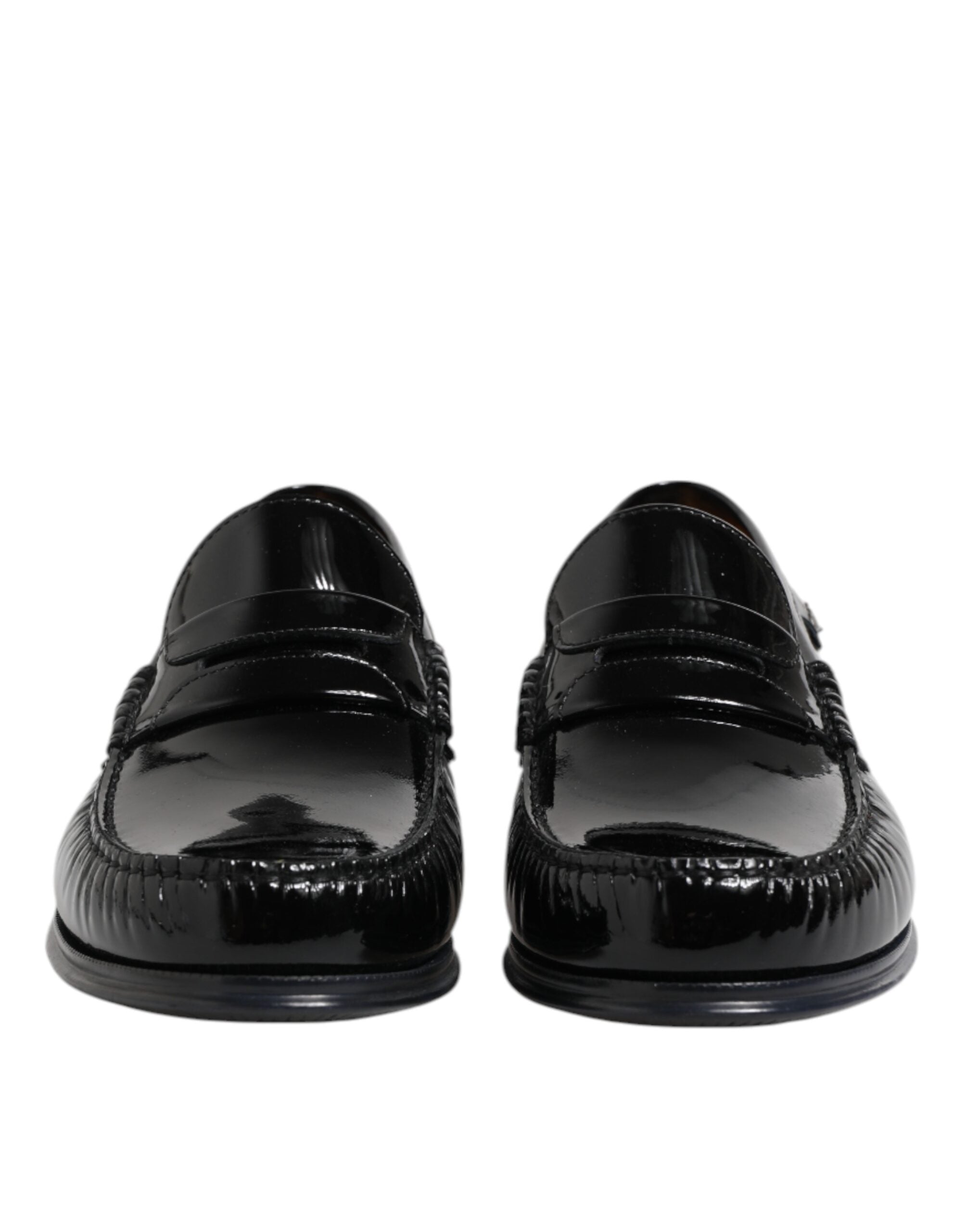 Dolce & Gabbana Black Leather Slip On Loafers Dress Men's Shoes