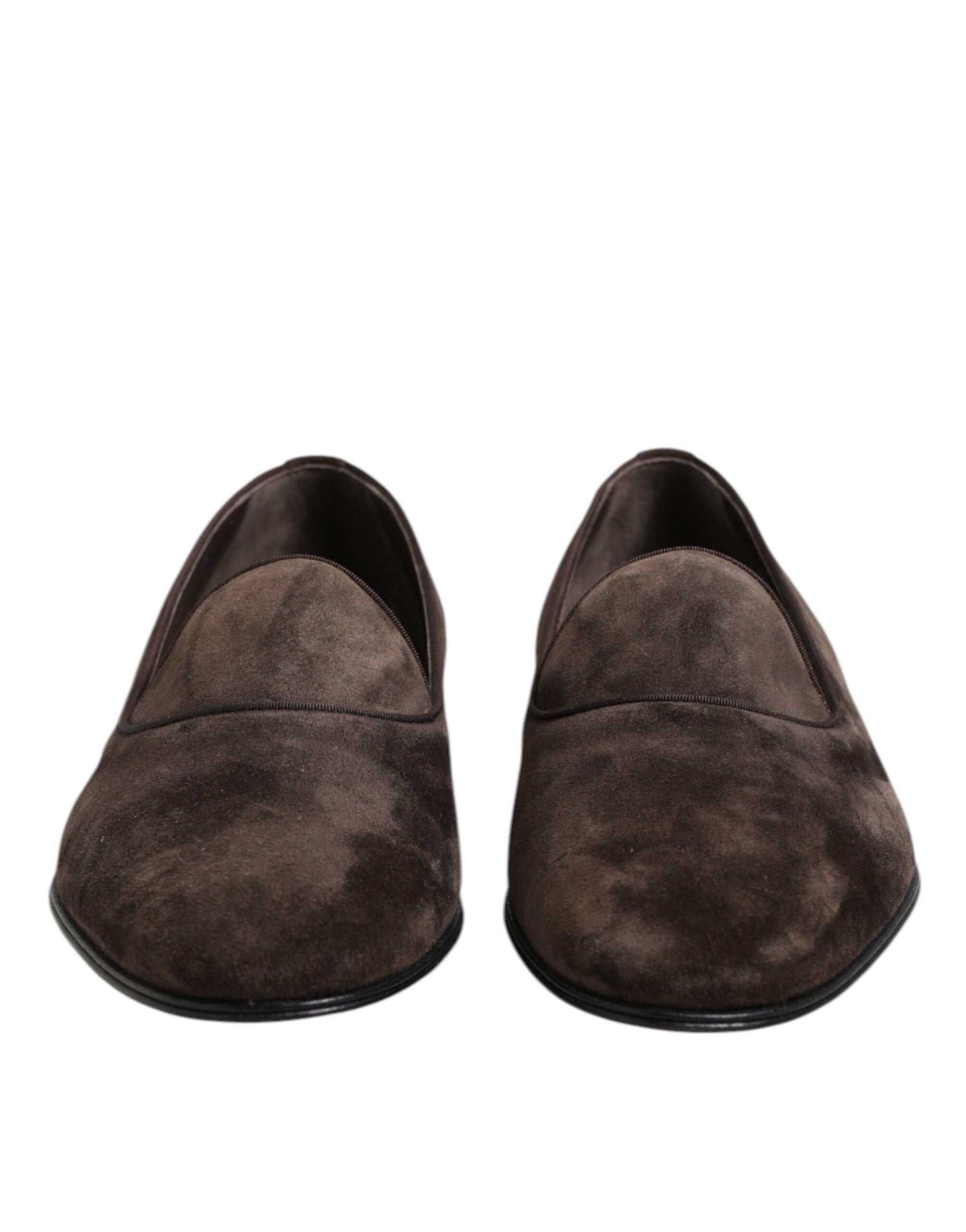 Dolce & Gabbana Brown Velvet Leather Slip On Loafers Men's Shoes