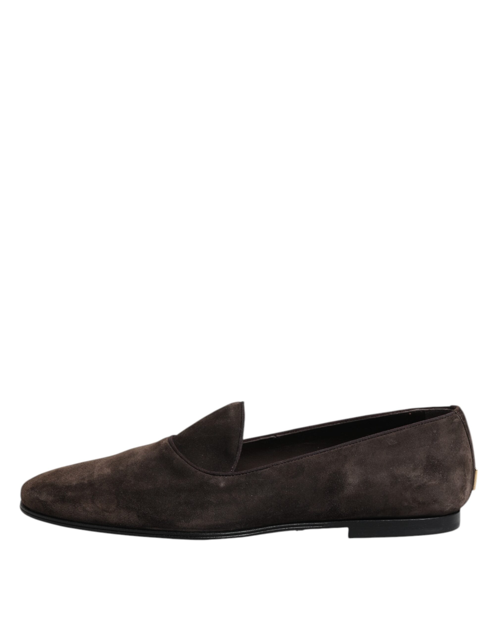 Dolce & Gabbana Brown Velvet Leather Slip On Loafers Men's Shoes