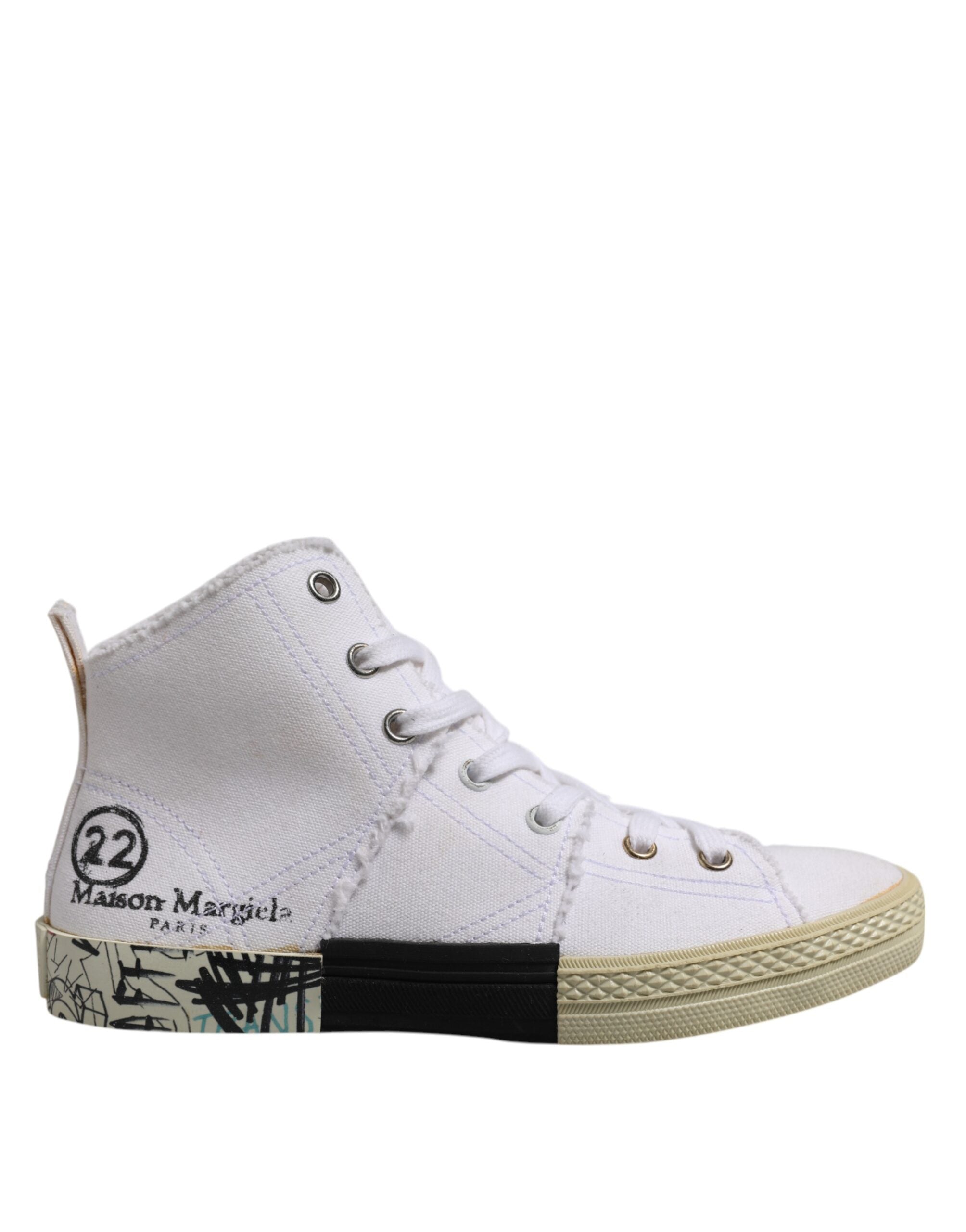 Maison Margiela White Lace Up Mid Top Women Sneakers Women's Shoes