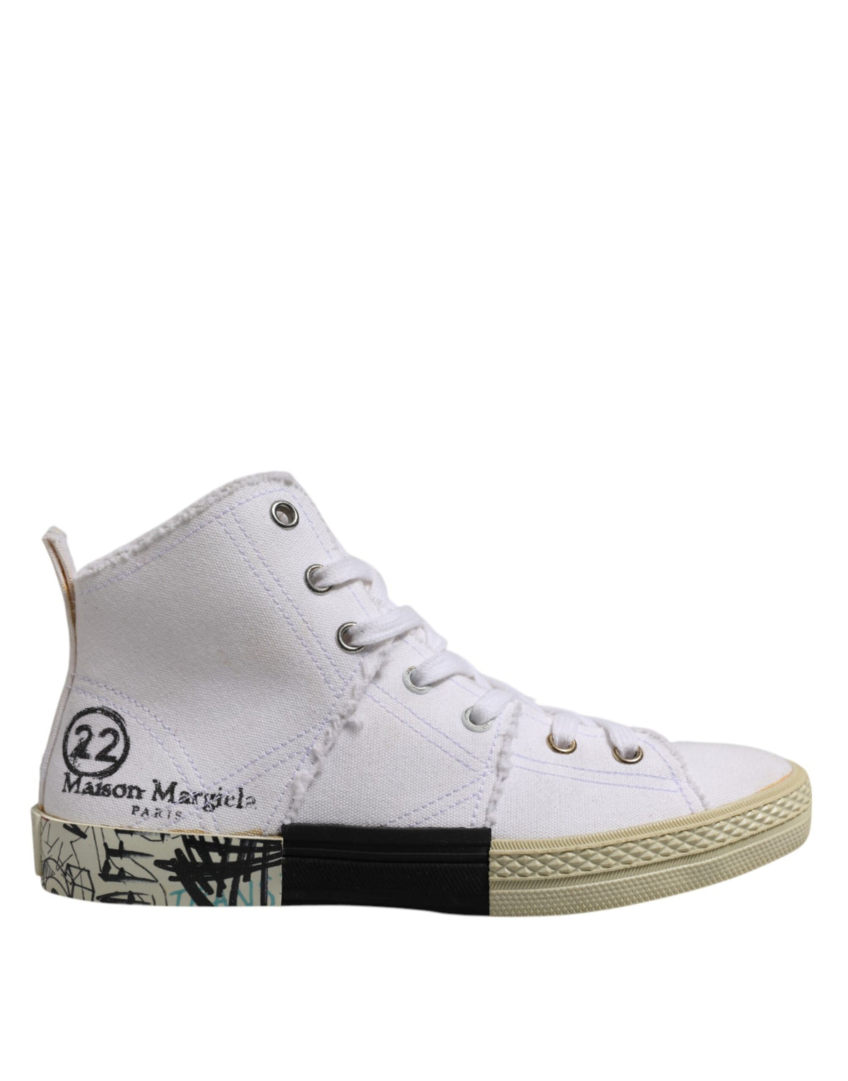 Maison Margiela White Lace Up Mid Top Women Sneakers Women's Shoes