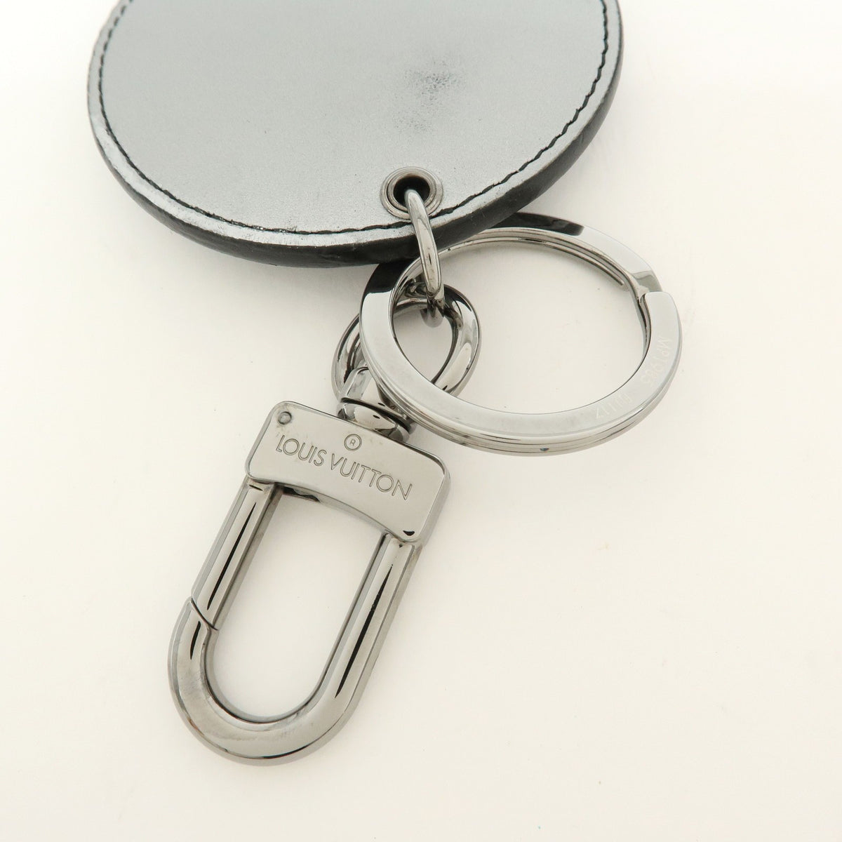 Louis Vuitton Round Bag Charm And Key Holder Reverse Monogram Eclipse None Silver Canvas Charms And Keychains Accessory (Pre-Owned)