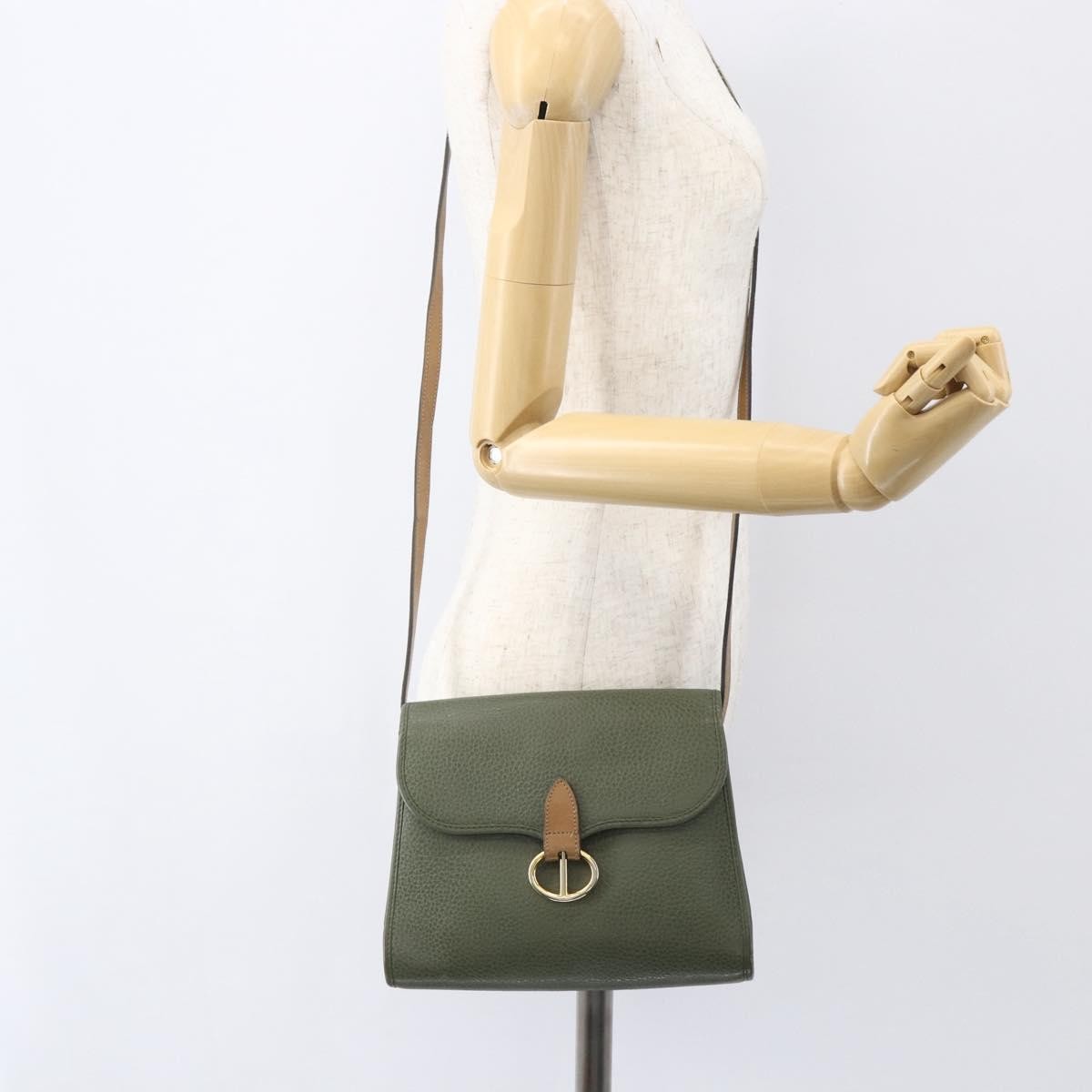 Christian Dior Vintage Leather Khaki Leather Shoulder Bag Bag (Pre-Owned)