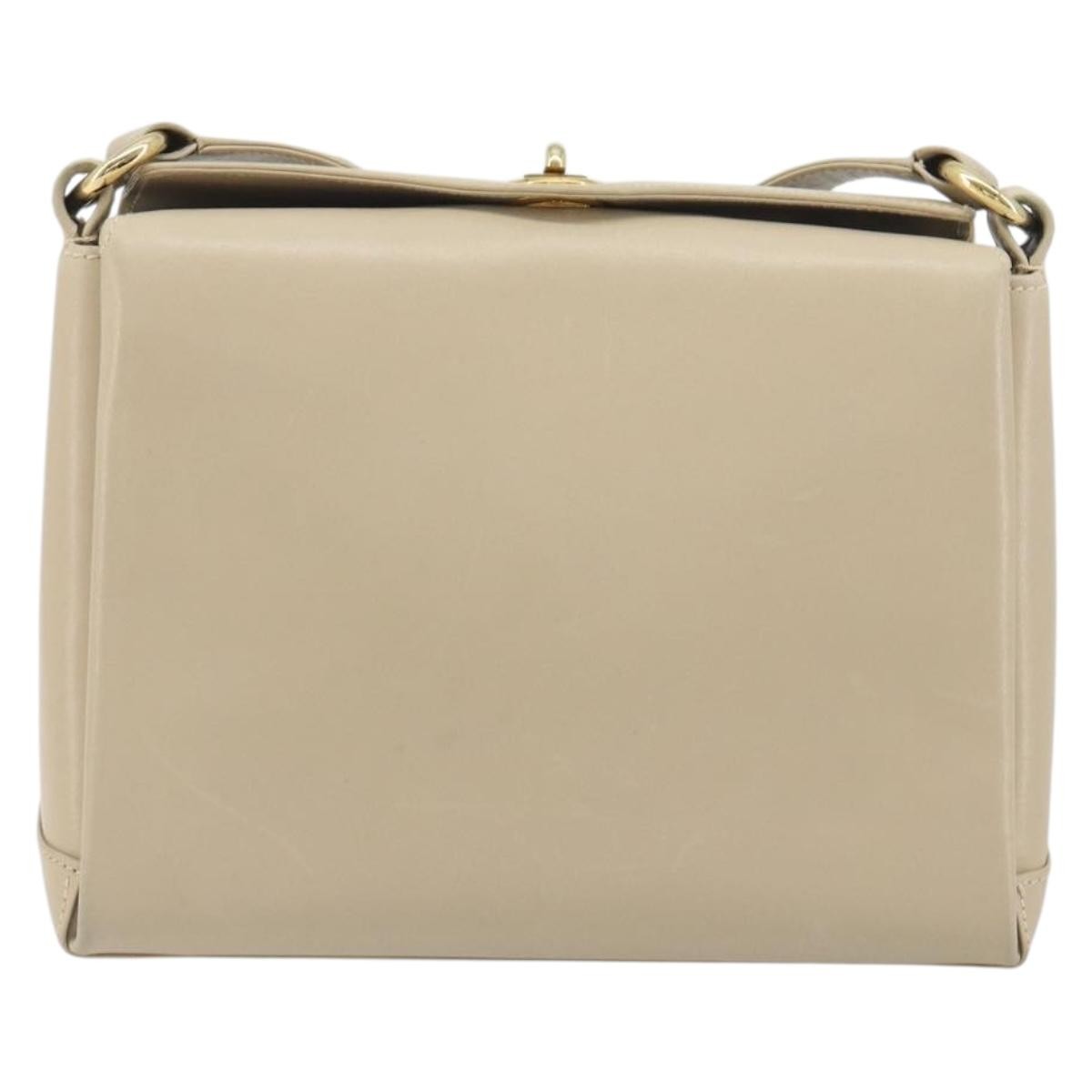 Gucci Vintage Convertible Box Leather Beige Leather Handbag (Pre-Owned)
