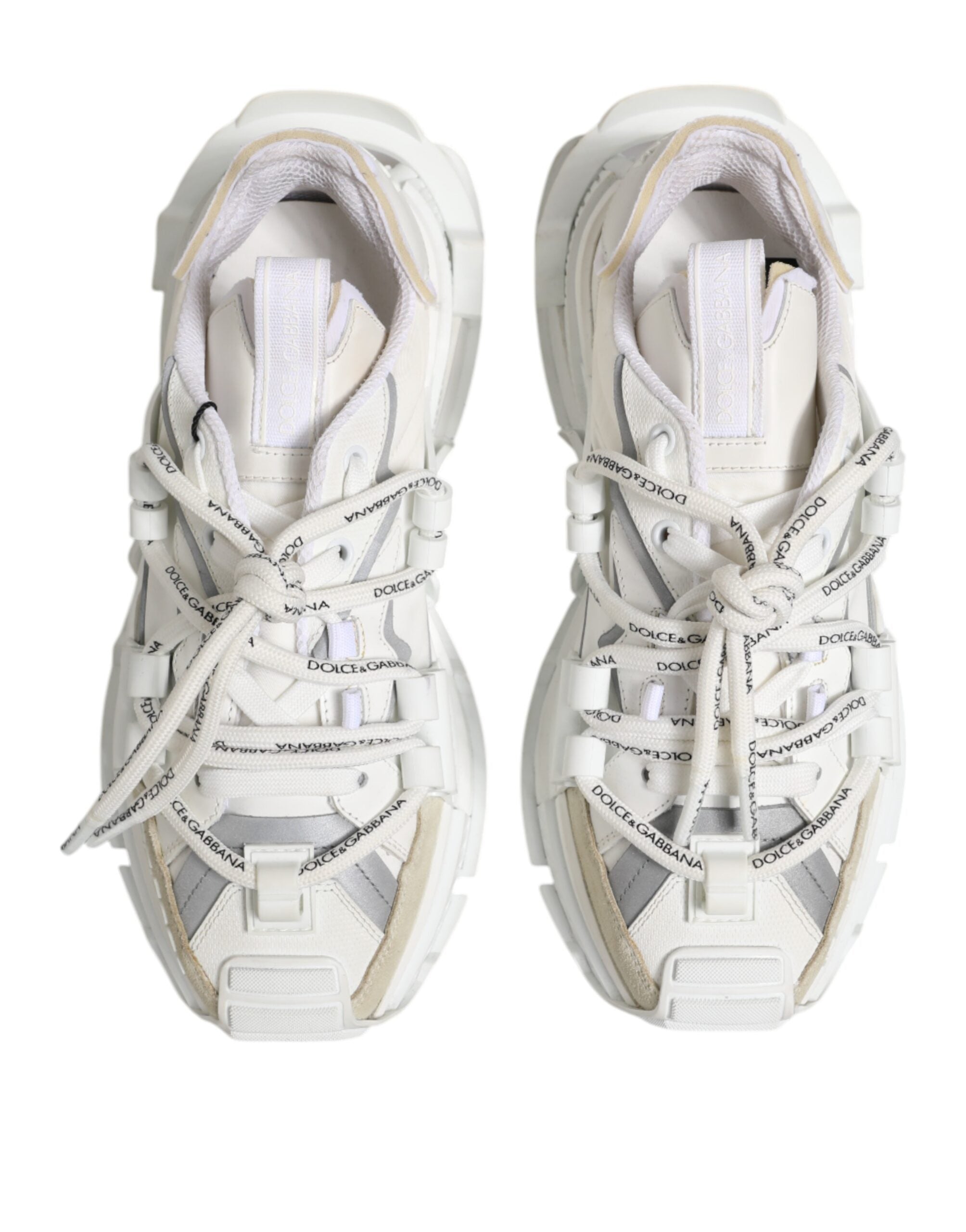 Dolce & Gabbana White Gray Low Top Space Sneakers Men's Shoes