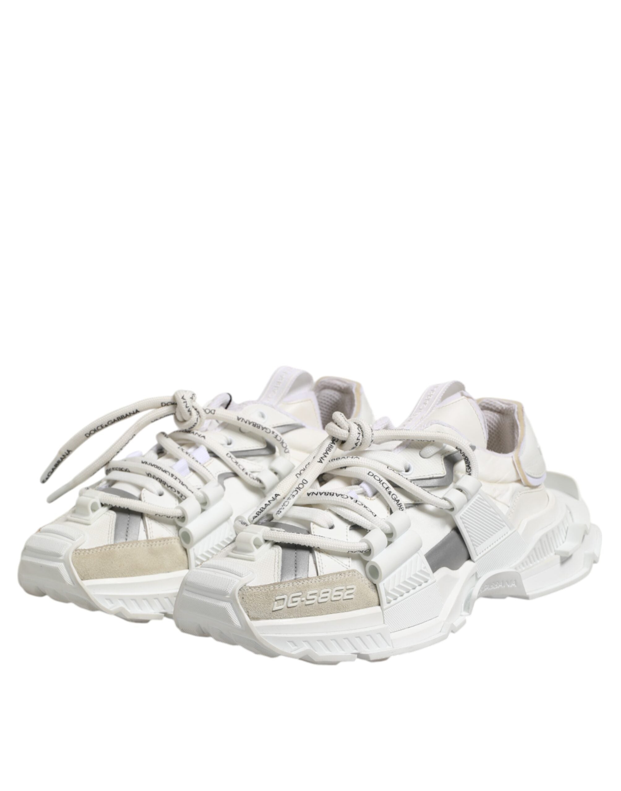 Dolce & Gabbana White Gray Low Top Space Sneakers Men's Shoes