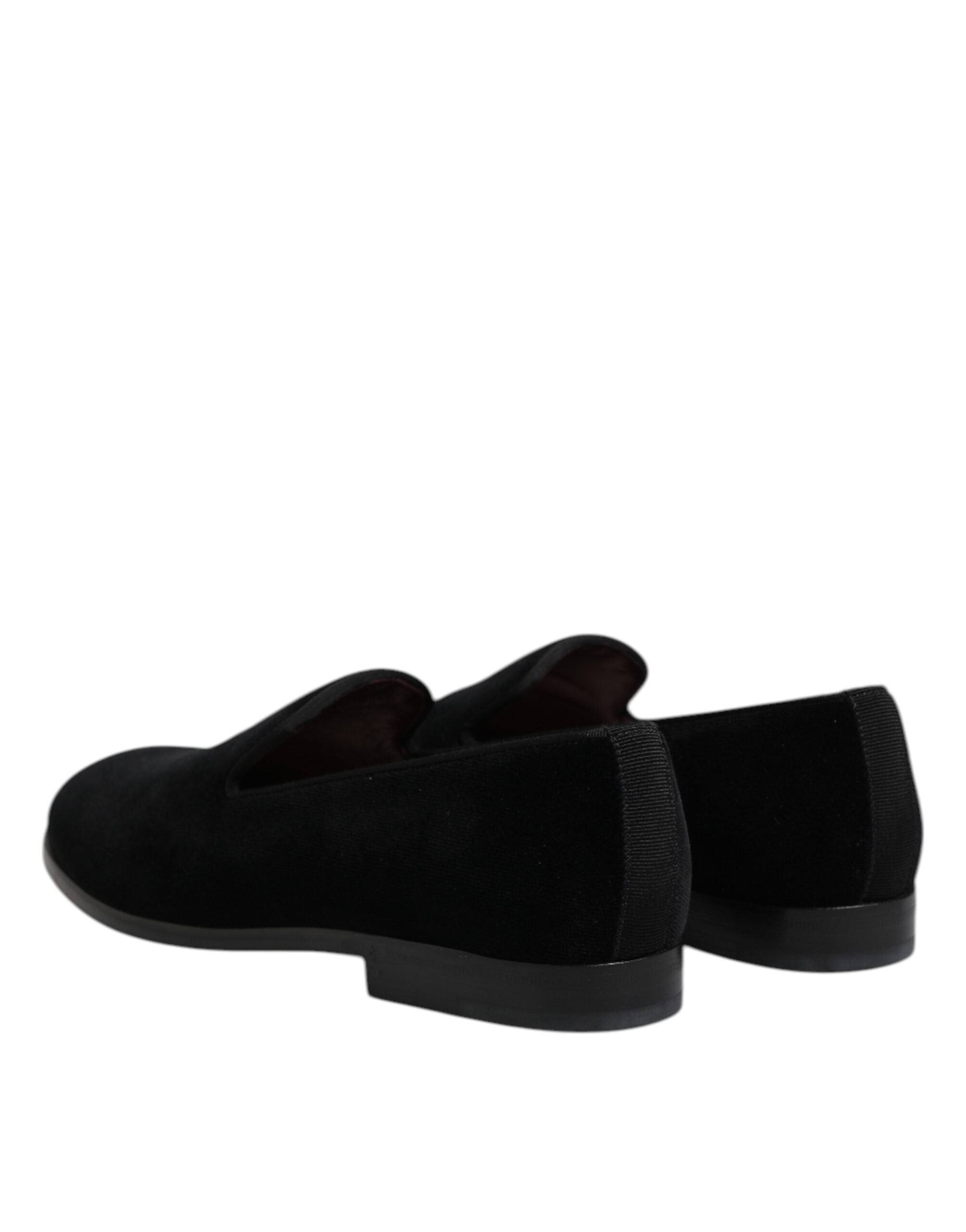 Dolce & Gabbana Black Velvet Slip On Loafers Formal Men's Shoes