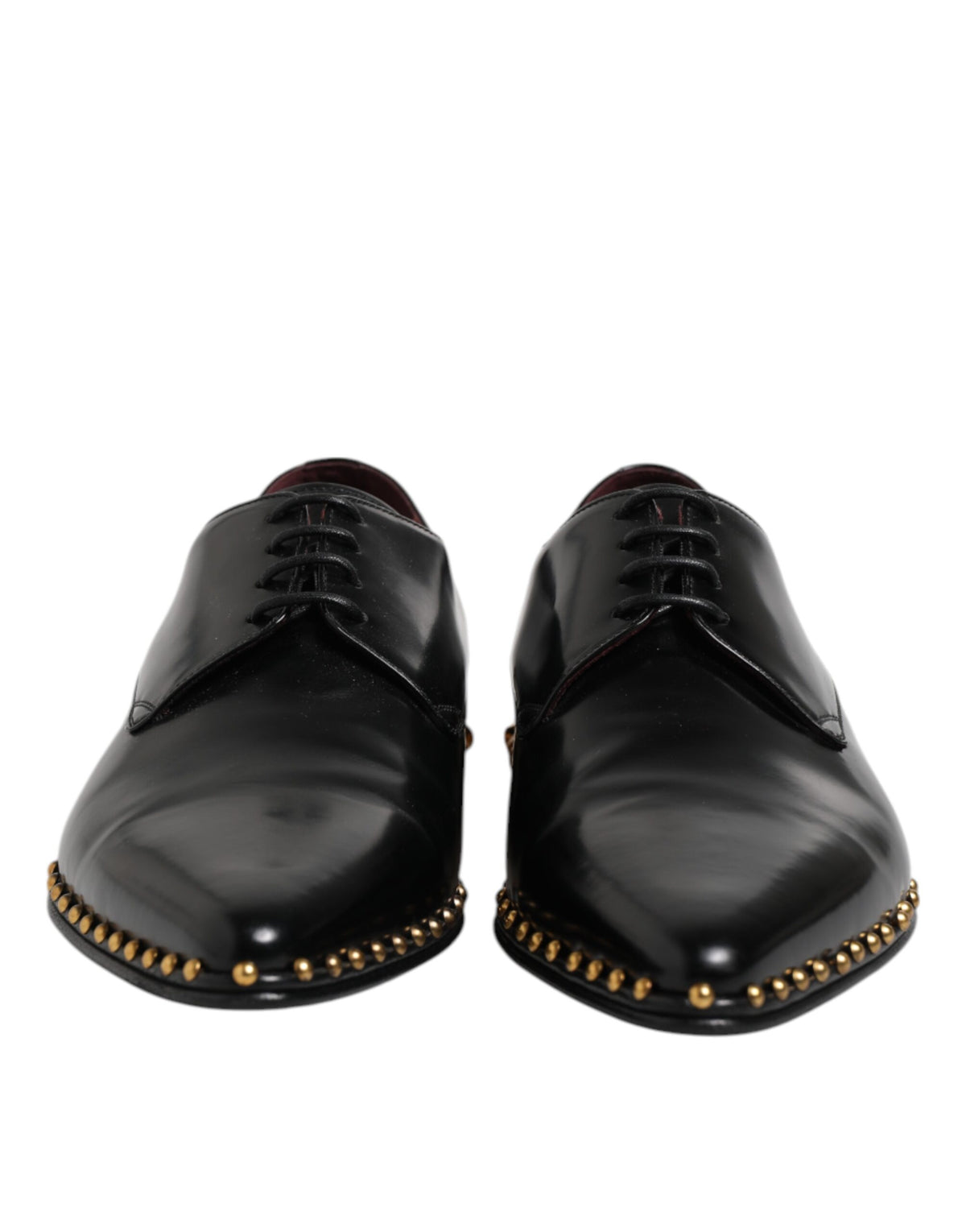 Dolce & Gabbana Black Leather Studded Derby Men Dress Men's Shoes