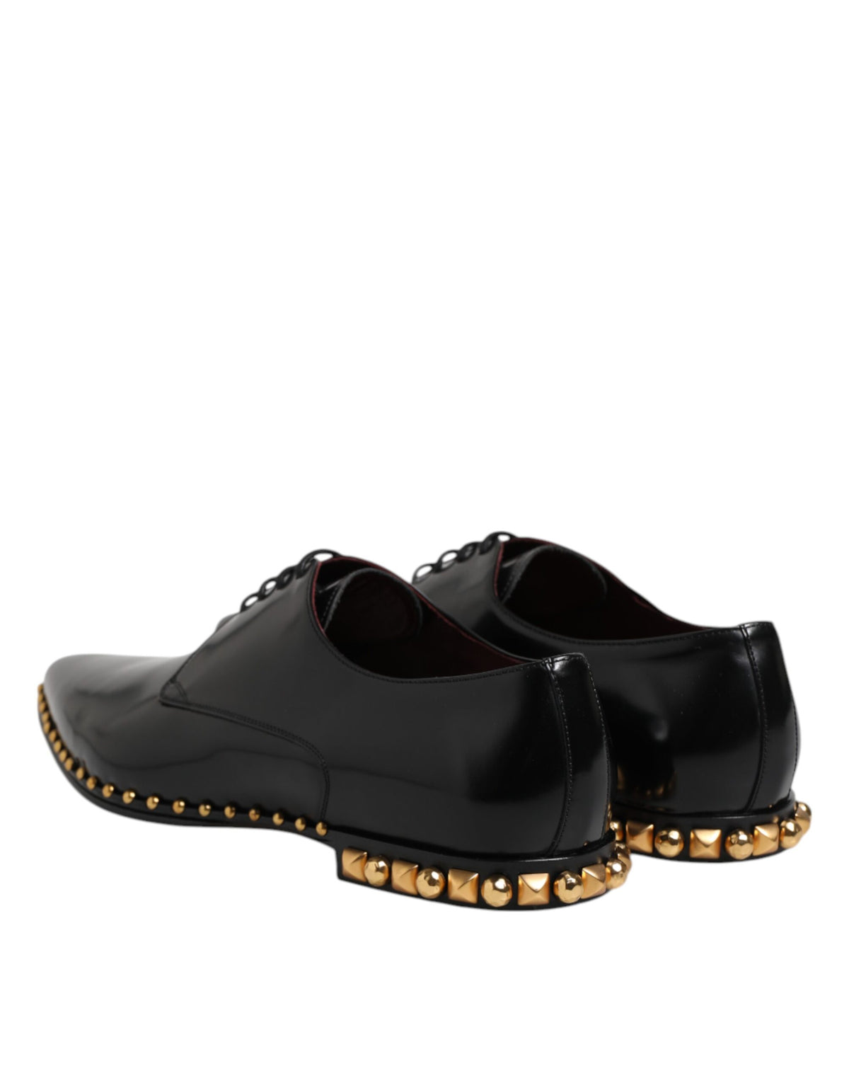 Dolce & Gabbana Black Leather Studded Derby Men Dress Men's Shoes